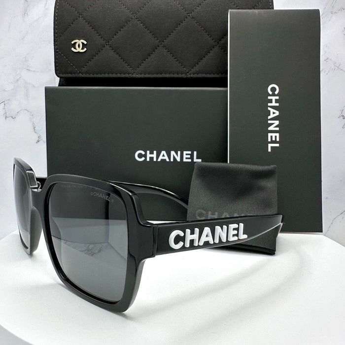 Chanel Chanel Sunglasses Black White 3D Logo Oversized Authentic | Grailed