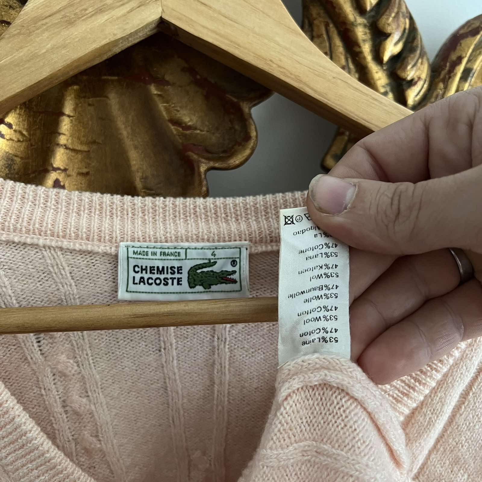 Lacoste × Vintage 💥Rare! Vintage Lacoste Cardigan Sweater Vneck Knit Size US XL / EU 56 / 4 - 4 Thumbnail