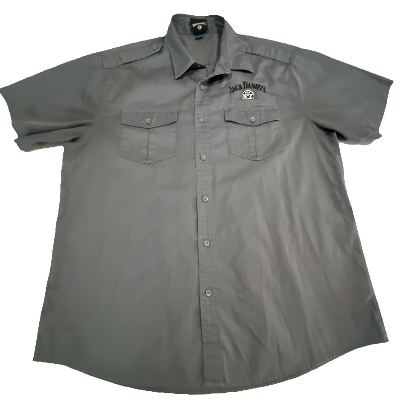 Vintage Jack Daniels Shirt Mens Large Gray Button Up Short Sleeve Embroidery Size US L / EU 52-54 / 3 - 2 Thumbnail