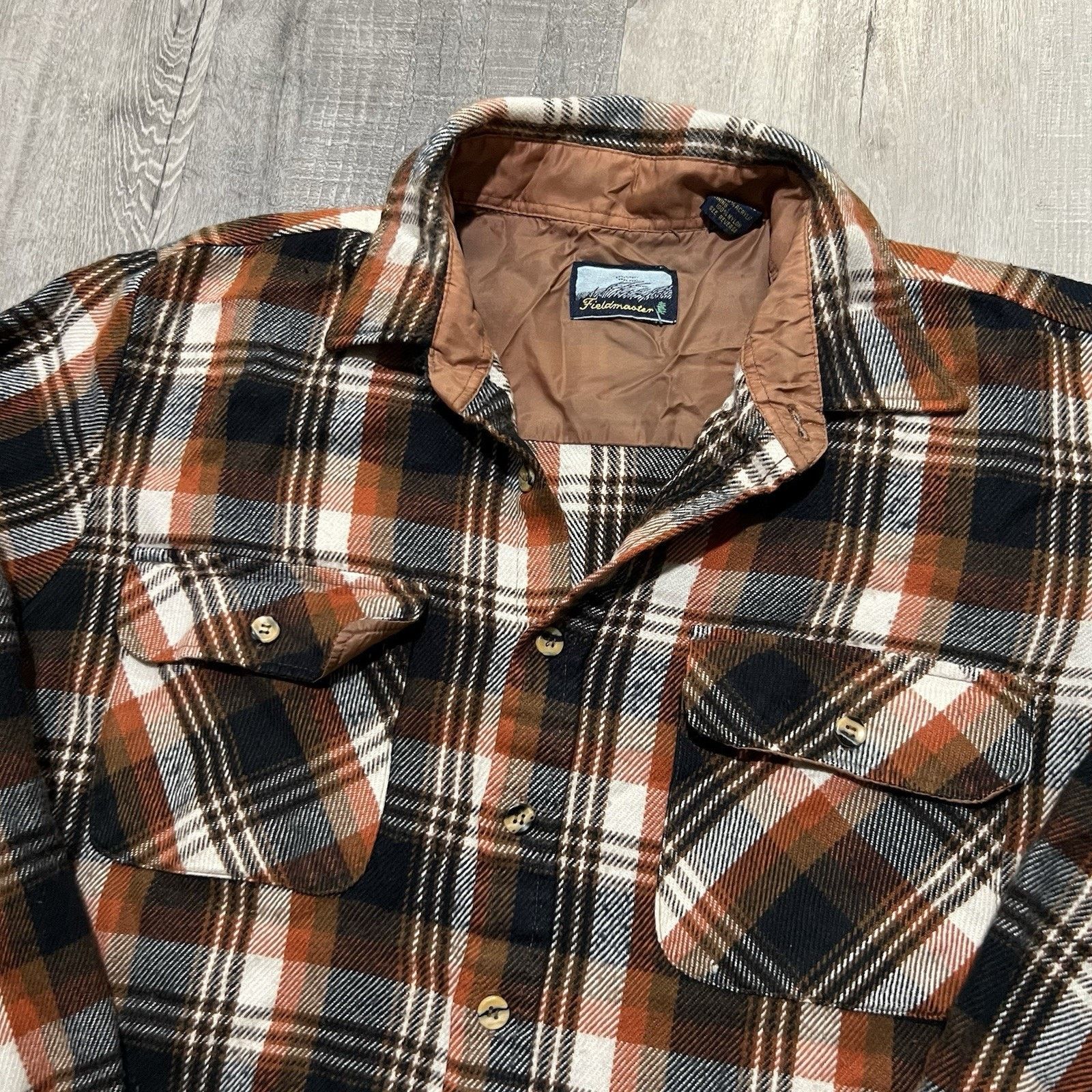 Fieldmaster VTG Fieldmaster Flannel Shirt 80s Plaid Acrylic Button Shirt Size US L / EU 52-54 / 3 - 3 Thumbnail