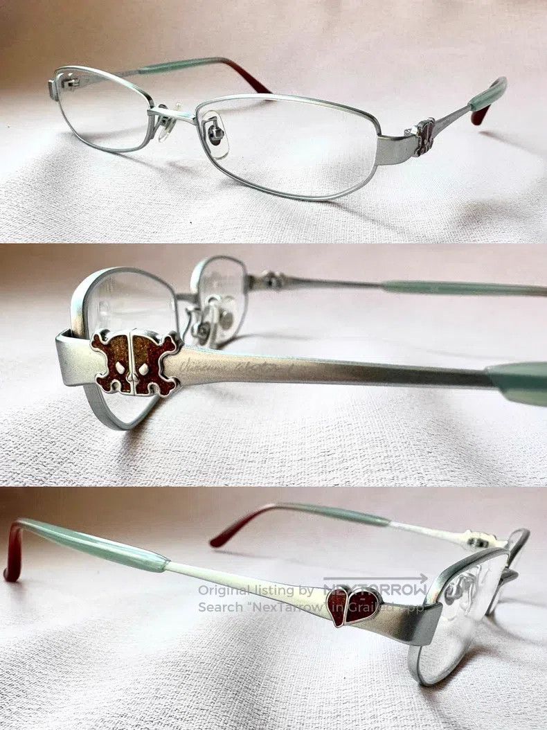 Vivienne Westwood Silver-green cyber love skull glasses fr