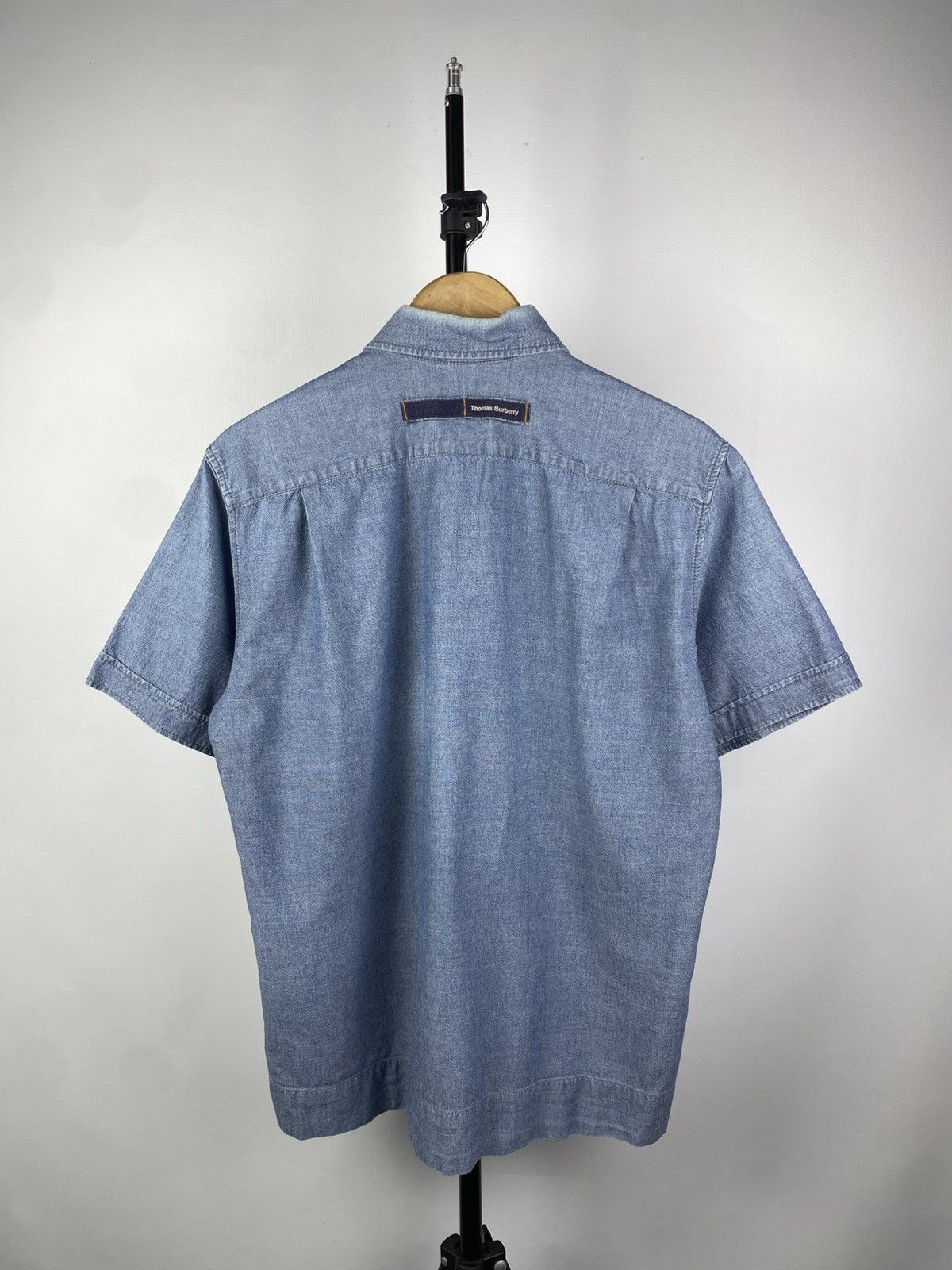 Burberry RARE Thomas Burberry Vintage Denim Shirt short sleeve 90s Size US L / EU 52-54 / 3 - 8 Thumbnail