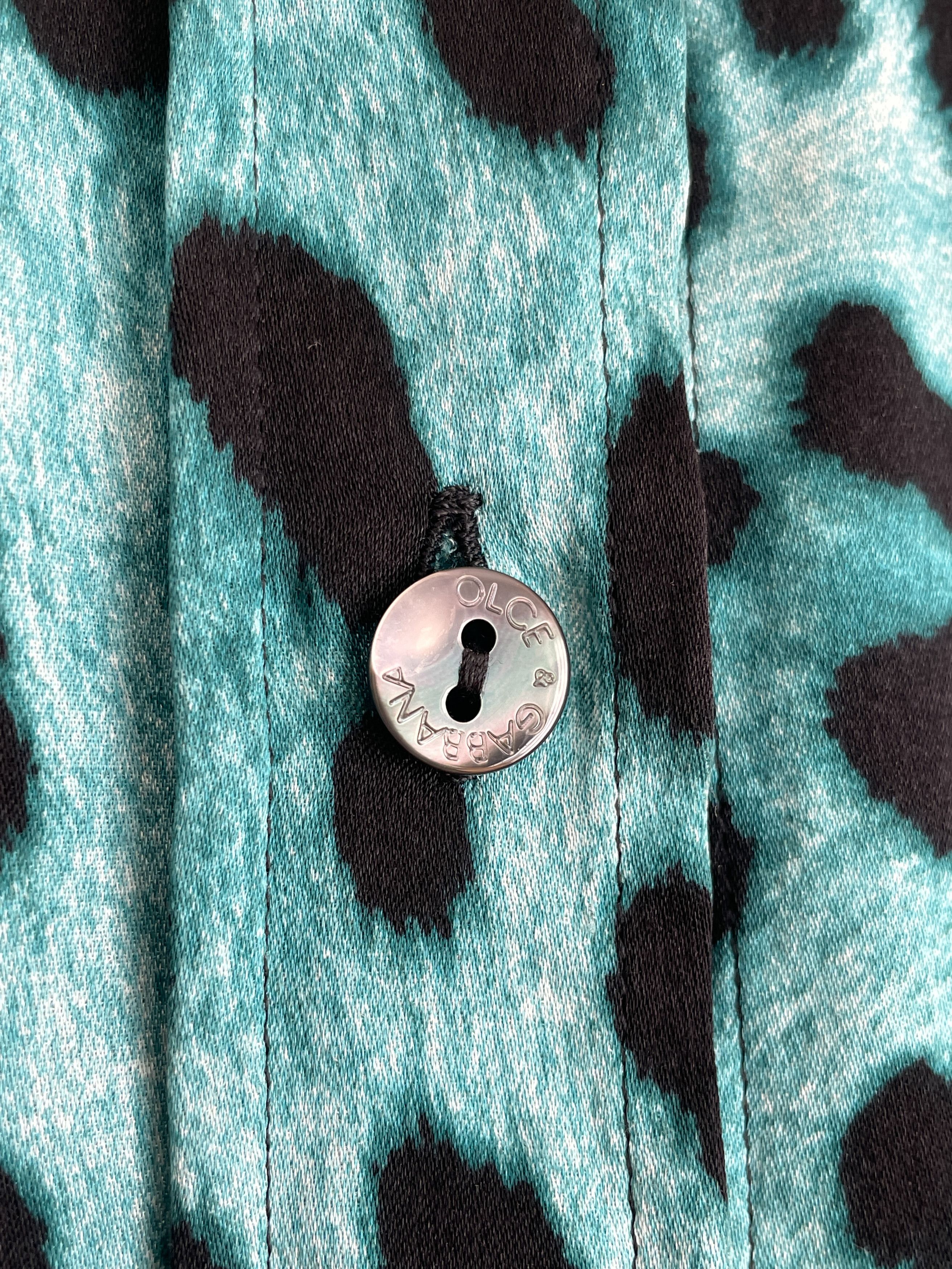 Dolce & Gabbana blue leopard silk shirt Size S / US 4 / IT 40 - 6 Thumbnail