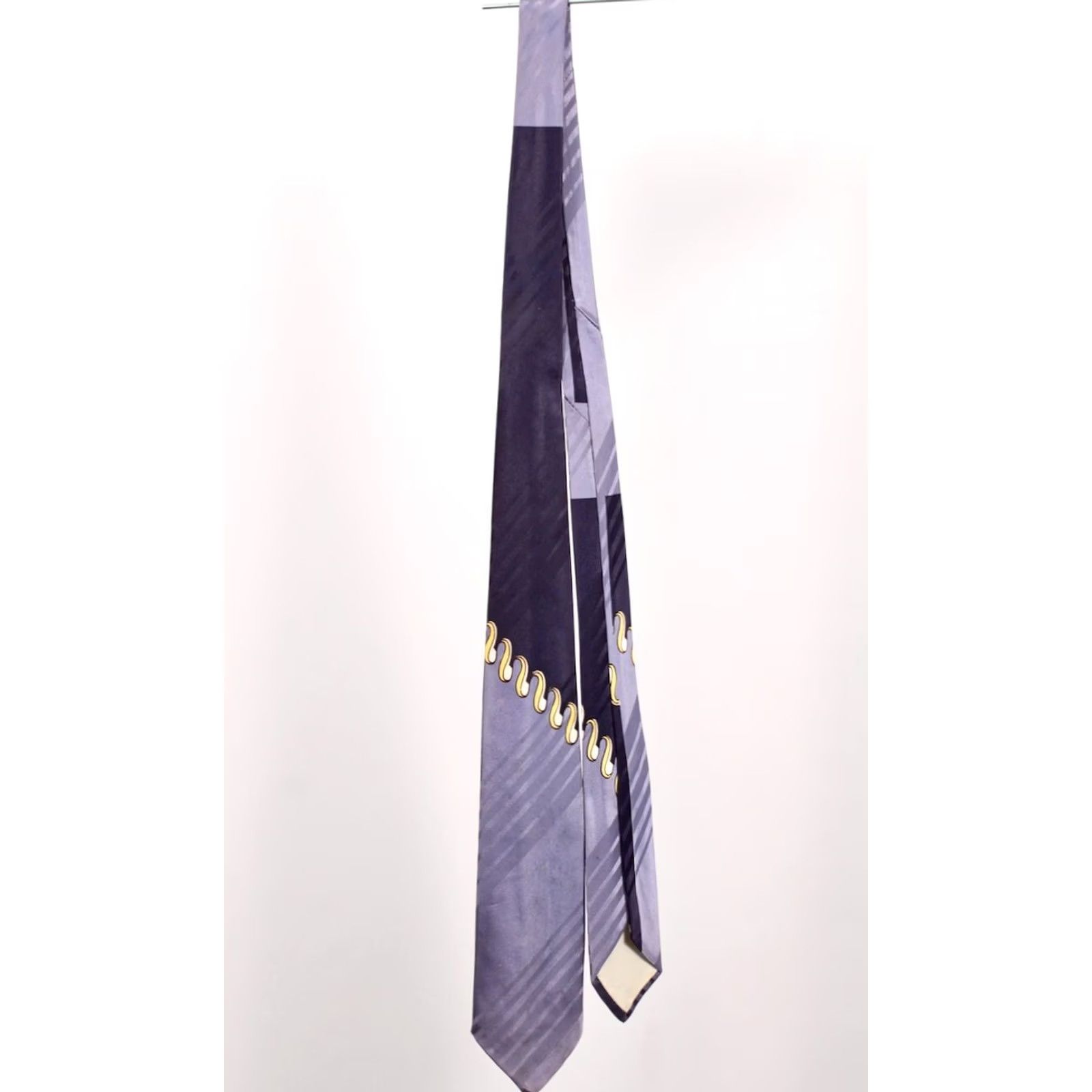 Vintage VTG 1950s Blue & Yellow Striped Pattern Necktie Men’s Tie Shirt? Size ONE SIZE - 6 Thumbnail