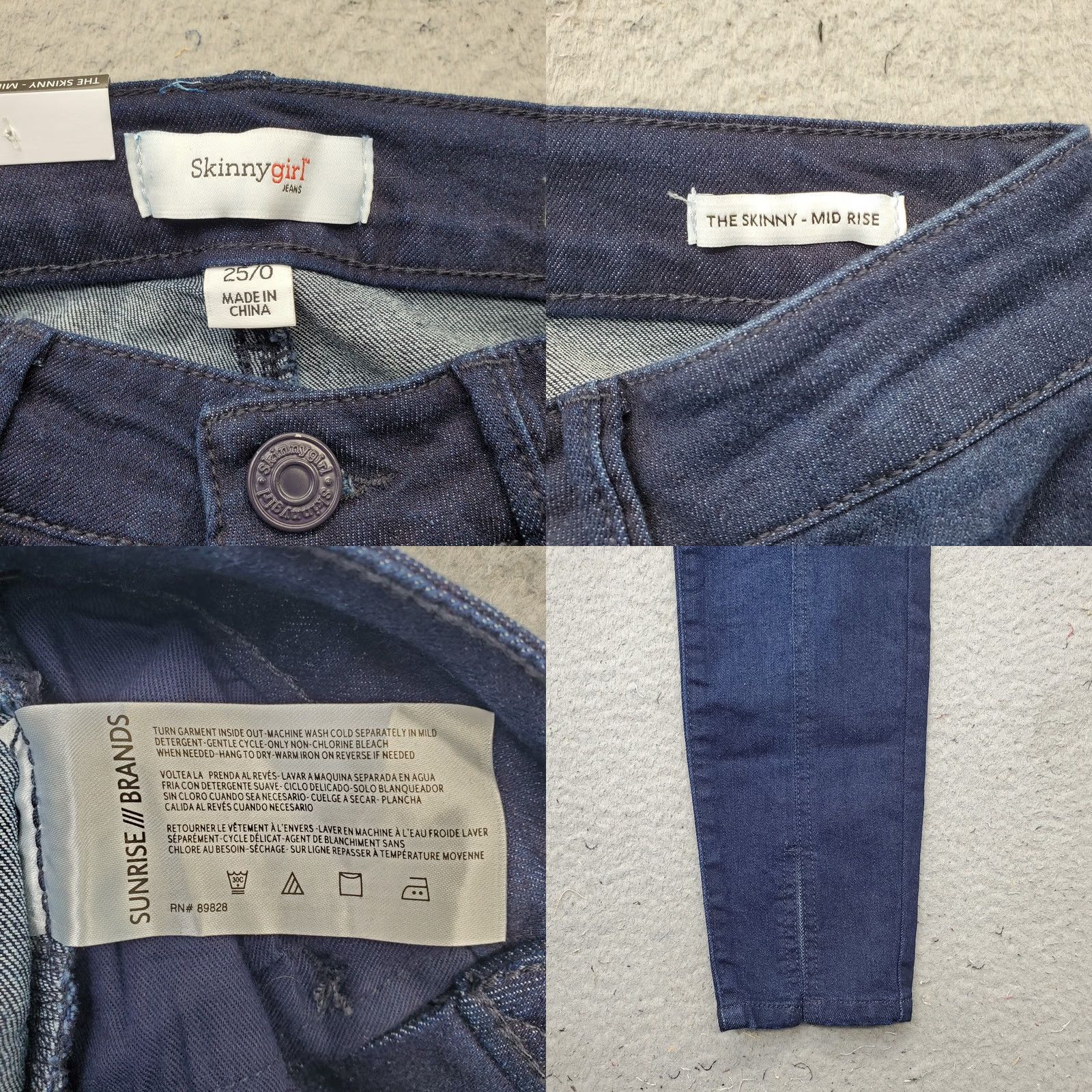Denime Skinnygirl Sunrise Jeans Womens Size 0 Blue Denim Mid Rise Ankle Slit Skinny Leg Jeans Size 25" / US 0 / IT 36 - 8 Thumbnail