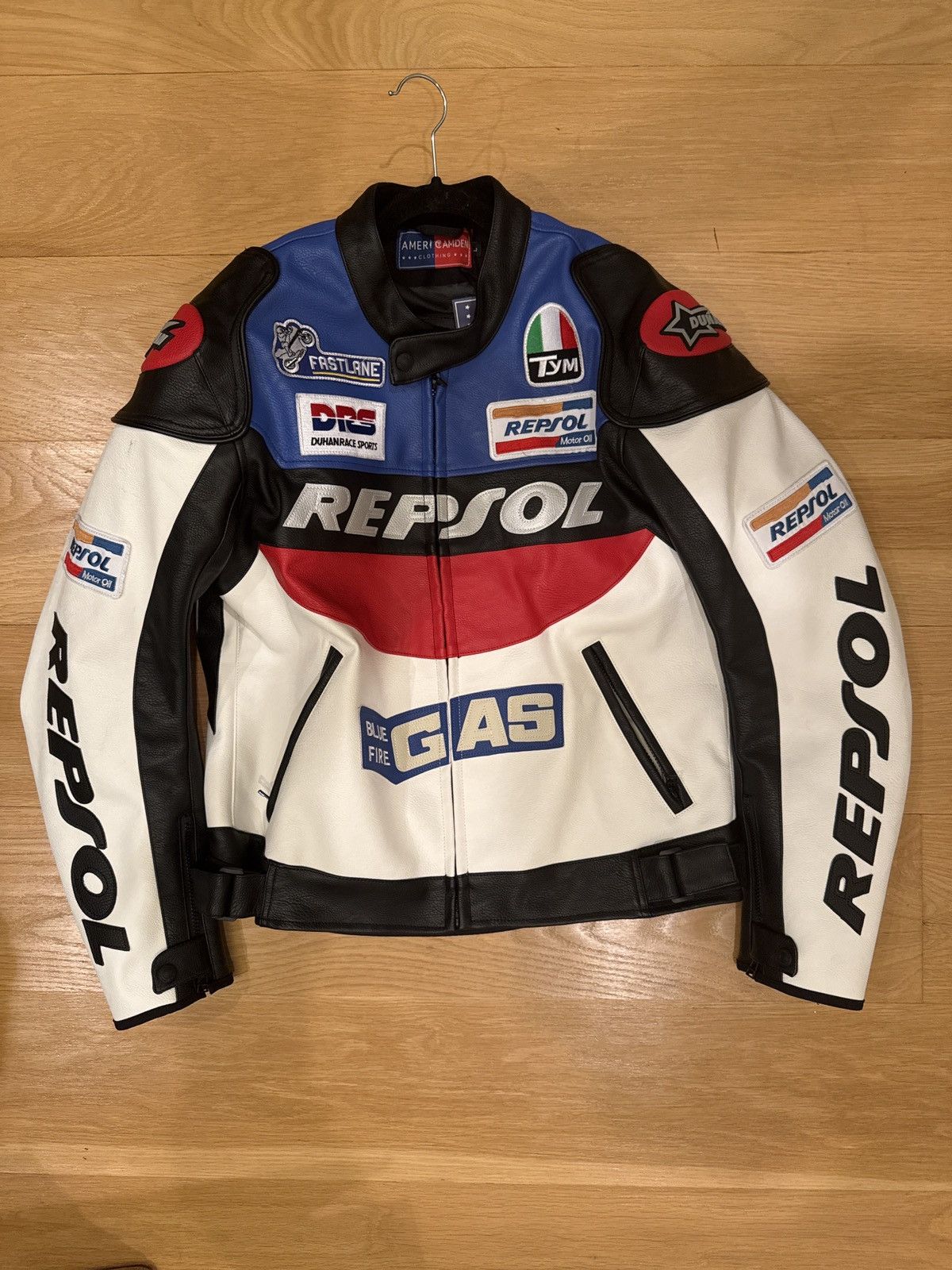 UK thrifted leather racing jacket