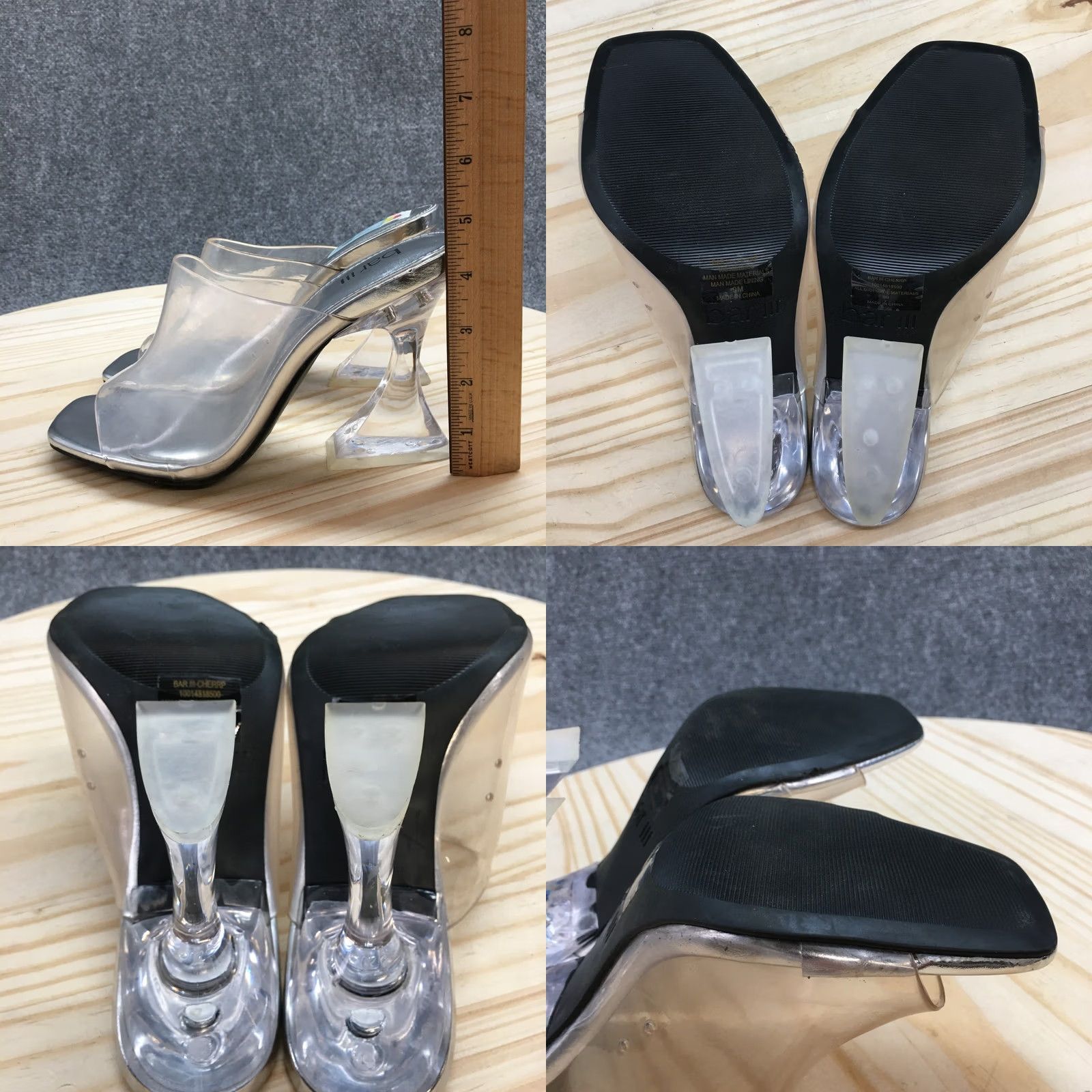 Bar III Bar III Heels Womens 9 M Cherr Mule Clear Slip On Open Toe Spool NEW Size US 9 / IT 39 - 9 Thumbnail