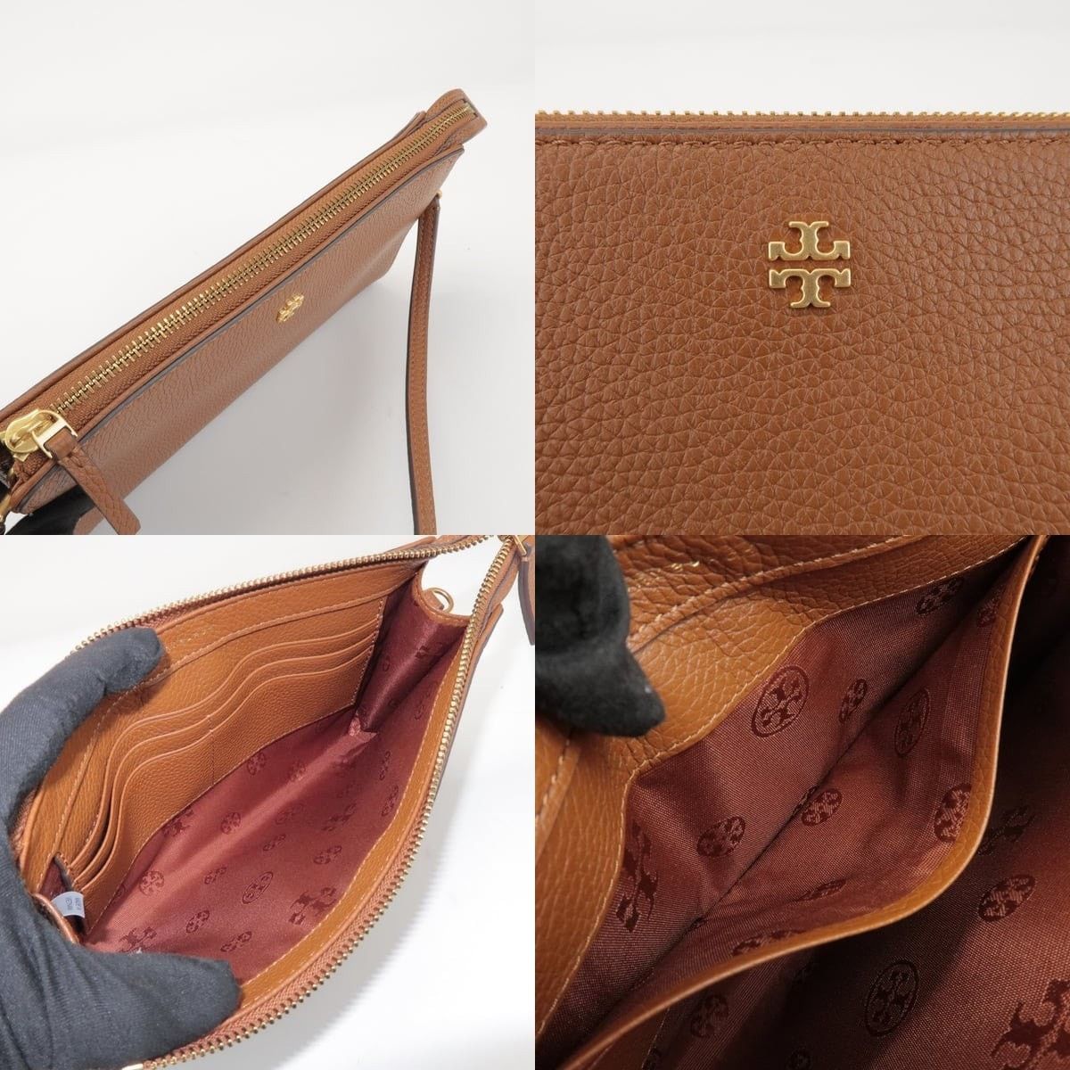 Tory Burch Tory Burch Double T Leather Crossbody Bag Brown Size ONE SIZE - 7 Thumbnail