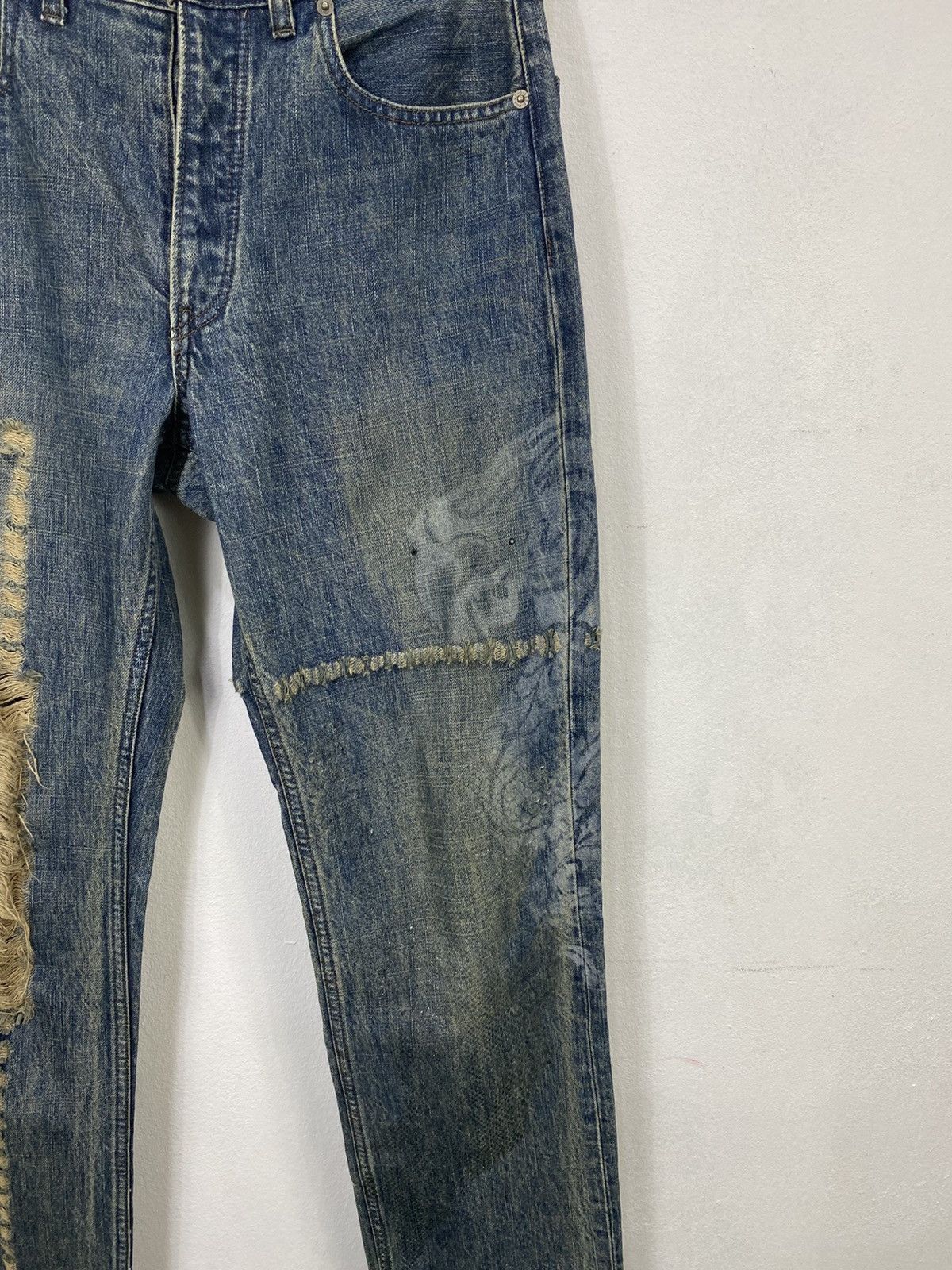 PPFM 💥jp Japanese brand X PPFM dragon distressed style jeans Size US 31 - 23 Thumbnail
