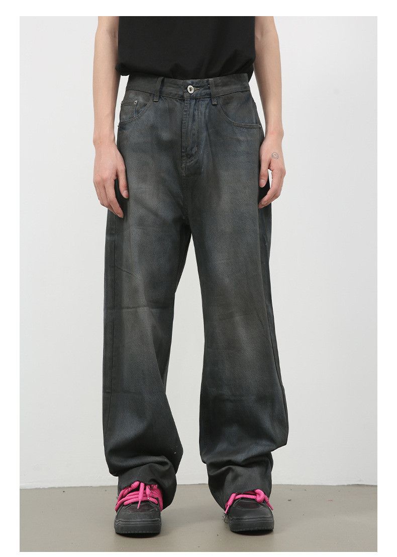 Japanese Brand × Jean Vintage coated wide-leg high street distressed loose jeans Size US 32 / EU 48 - 1 Thumbnail