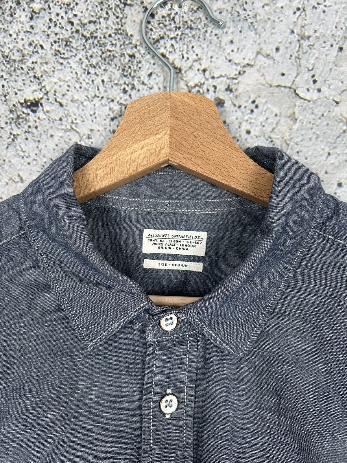Allsaints Allsaints Grey Blue Denim Shirt Streetwear Designer Size US M / EU 48-50 / 2 - 4 Thumbnail