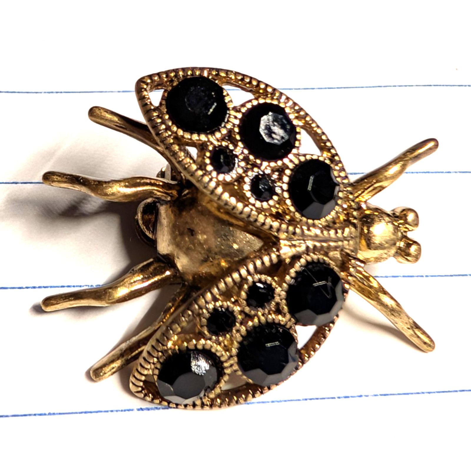 J.Crew J Crew Bug Fly Beetle Insect Pin Gold Tone Black Rhinestones Size ONE SIZE - 1 Thumbnail