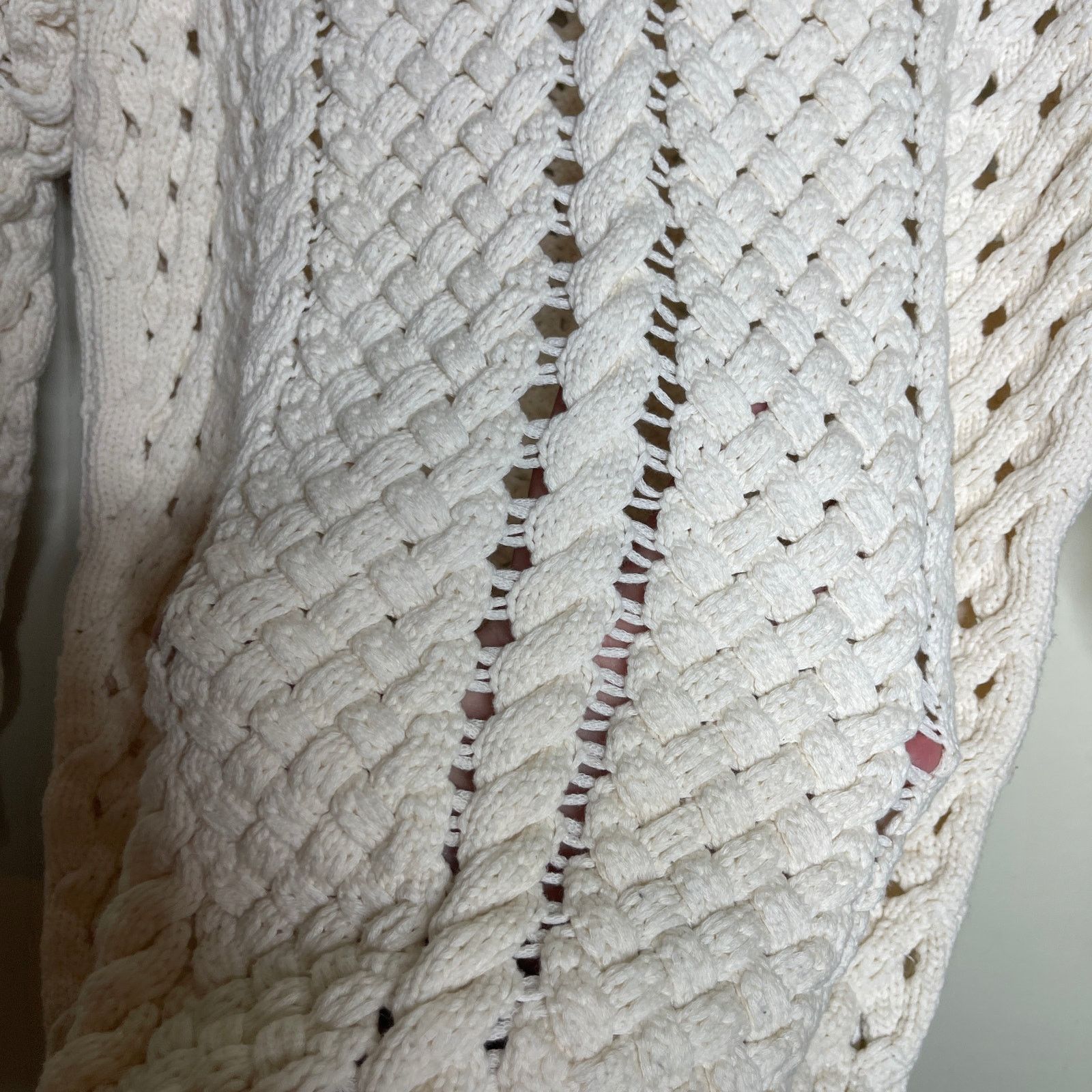 Valentino RED VALENTINO Open-Knit Cable Sweater in Ivory Sz M Size M / US 6-8 / IT 42-44 - 3 Thumbnail