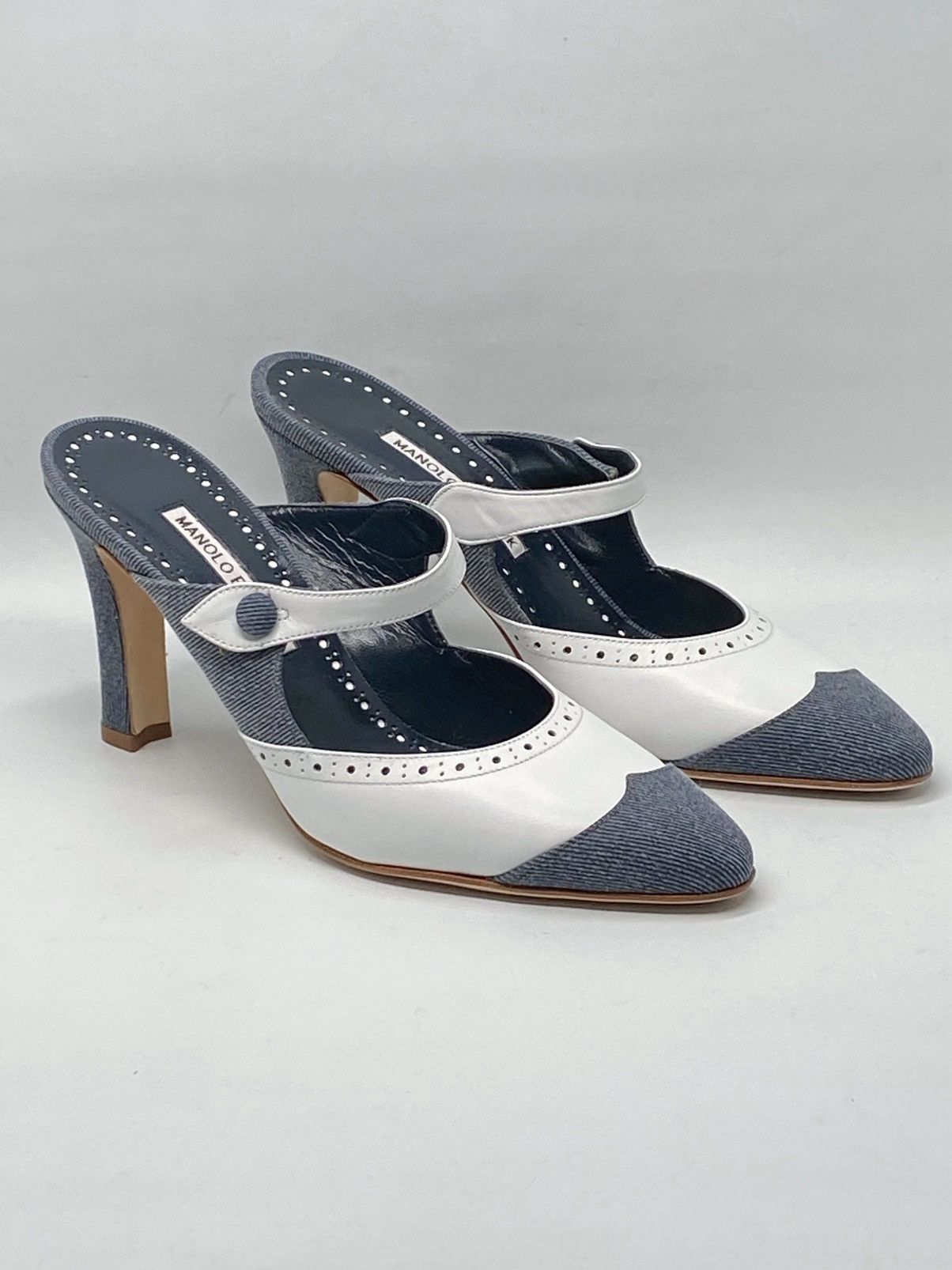 Manolo Blahnik Manolo Blahnik Agathanu 90MM Brogue Mules size 38 Size US 8 / IT 38 - 3 Thumbnail