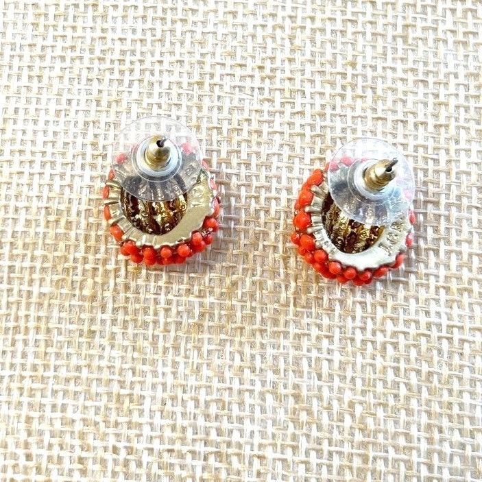 J.Crew J.Crew Beaded Round Orb Stud Earrings in Orange Size ONE SIZE - 4 Thumbnail