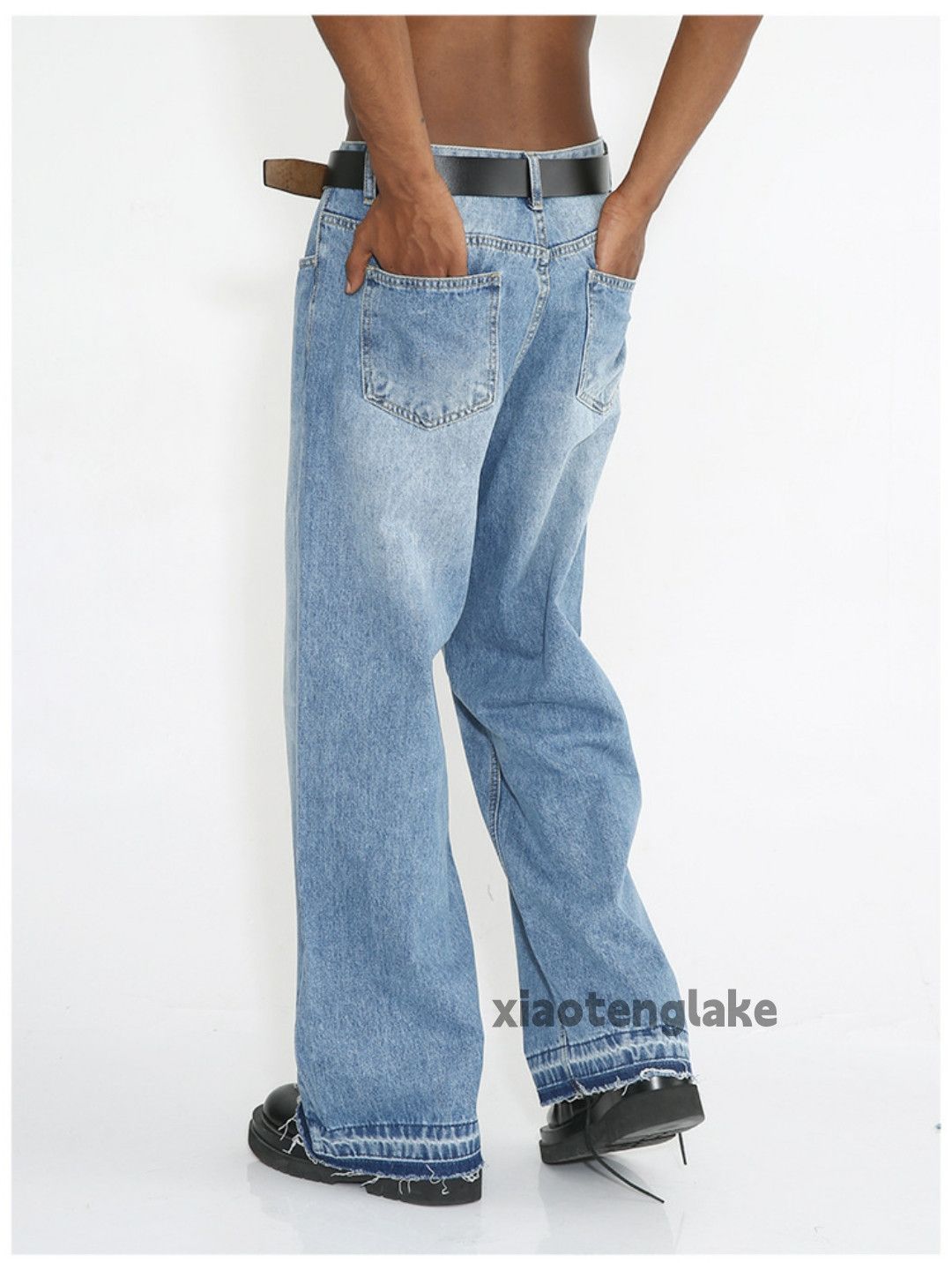 Jean Unisex washed faded loose baggy hiphop y2k jeans Size US 32 / EU 48 - 2 Thumbnail