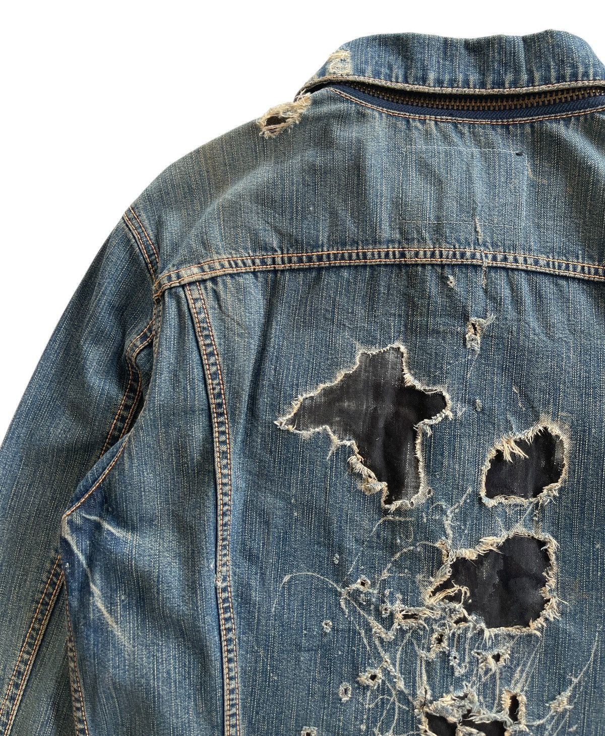Japanese Brand MSGR Distressed Denim Jacket Size US M / EU 48-50 / 2 - 11 Thumbnail