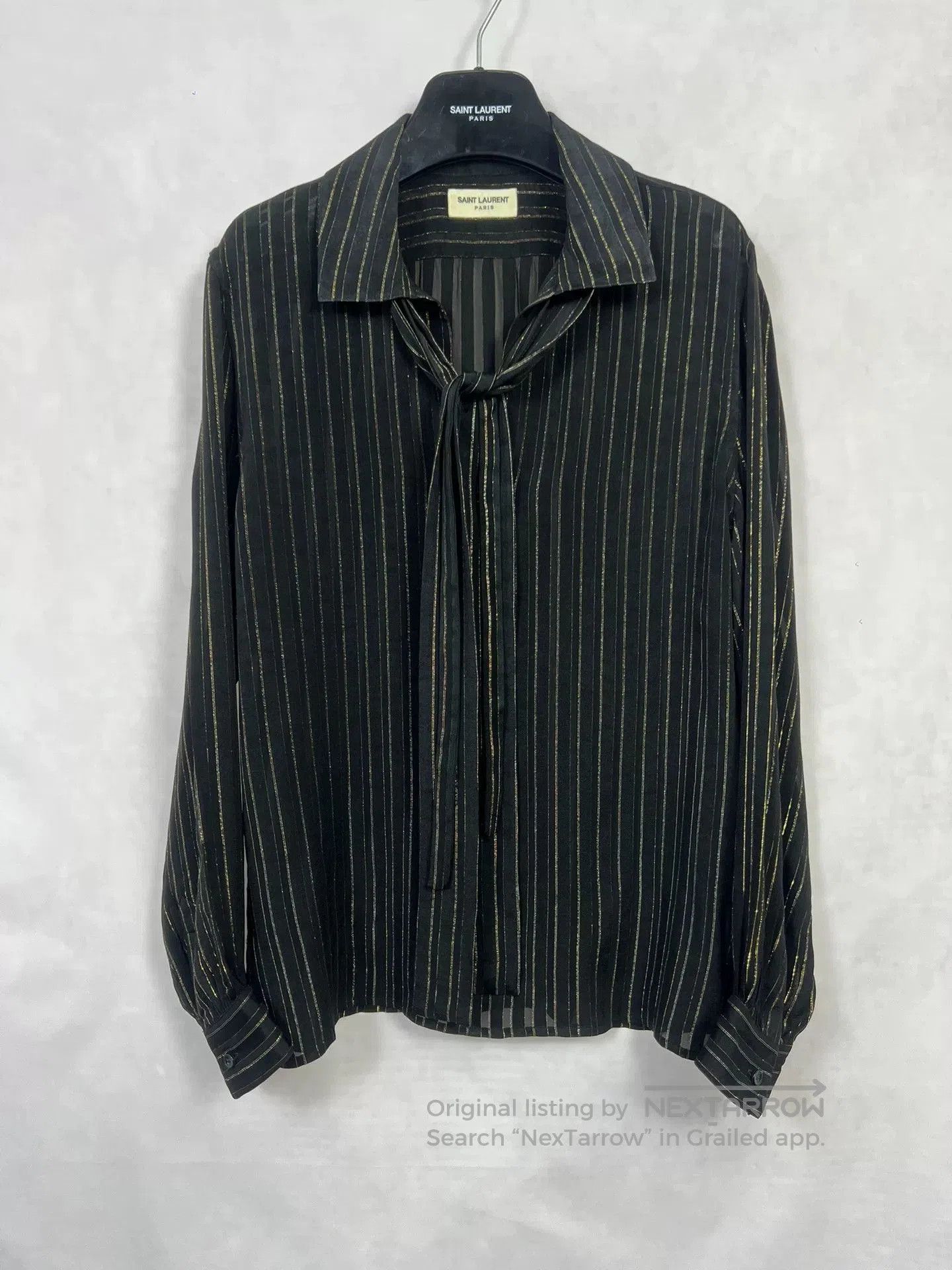 Saint Laurent Paris Saint Laurent Black Gold Stripe Shirt. Size US S / EU 44-46 / 1 - 1 Thumbnail