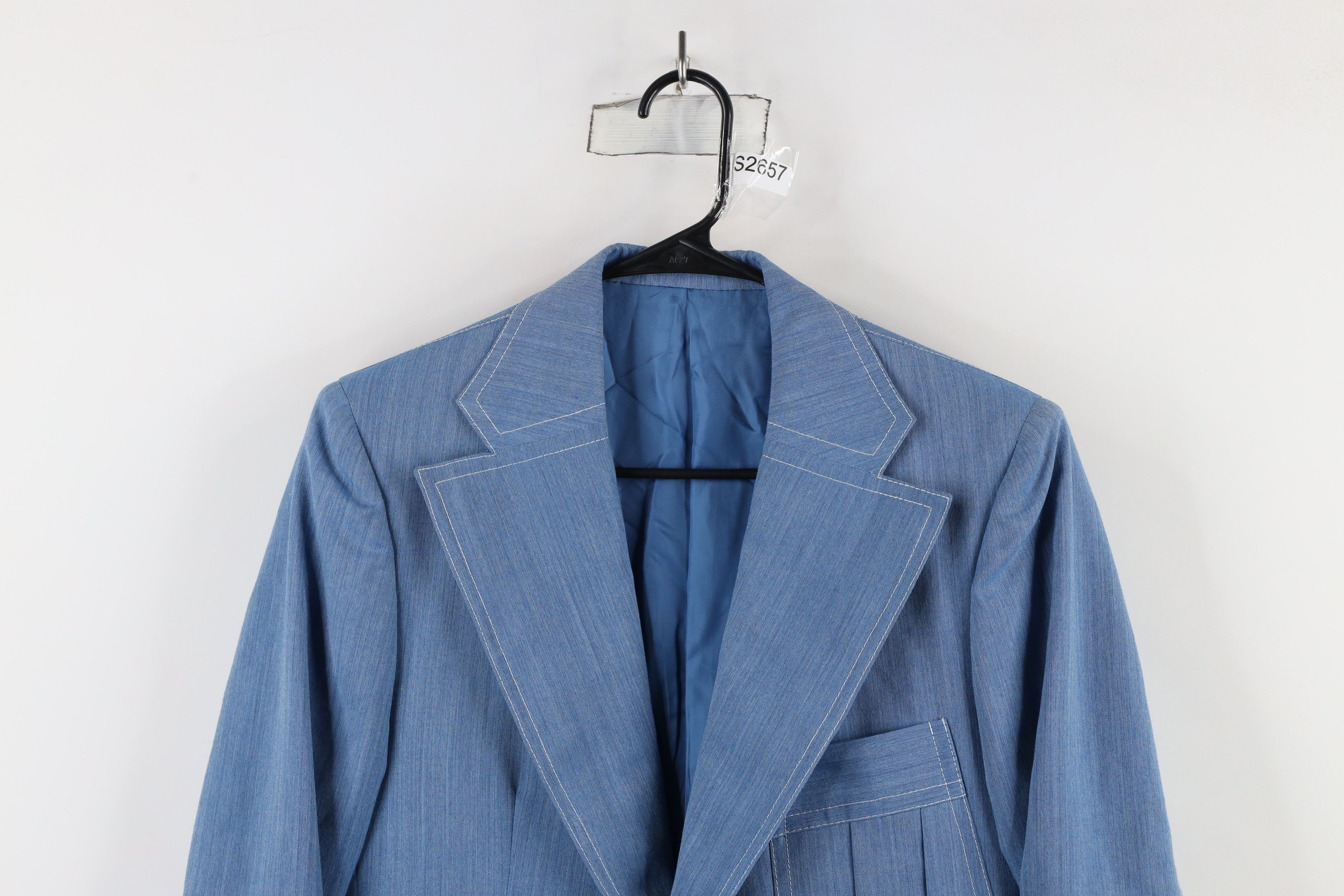 Vintage Vintage 60s 70s Rockabilly Chambray Blazer Suit Jacket Blue Size US L / EU 52-54 / 3 - 2 Thumbnail