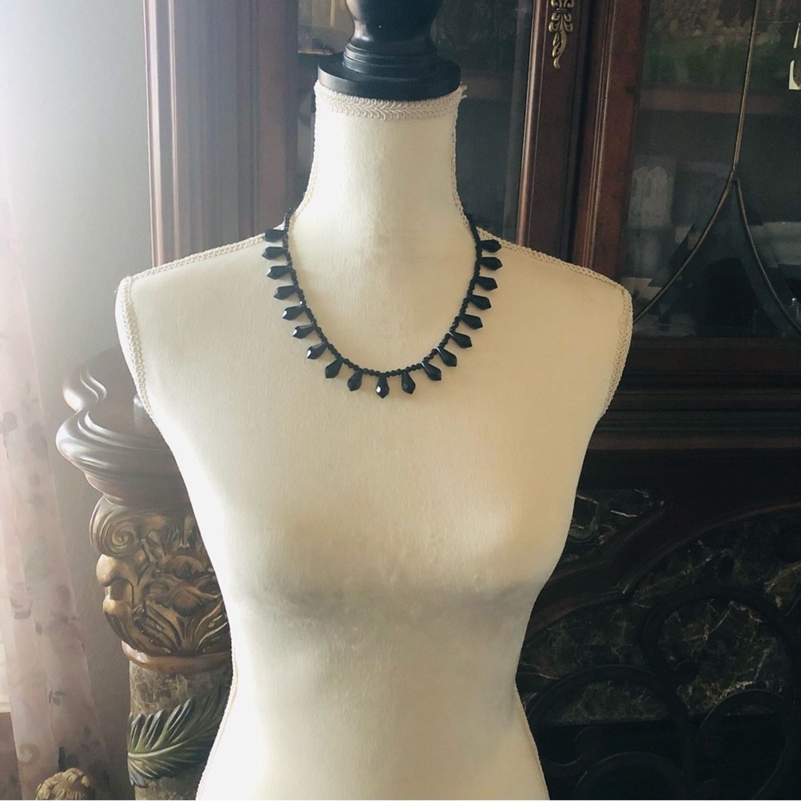 Vintage Vintage 70s-80s faceted black sparkle glass necklace Size ONE SIZE - 6 Thumbnail