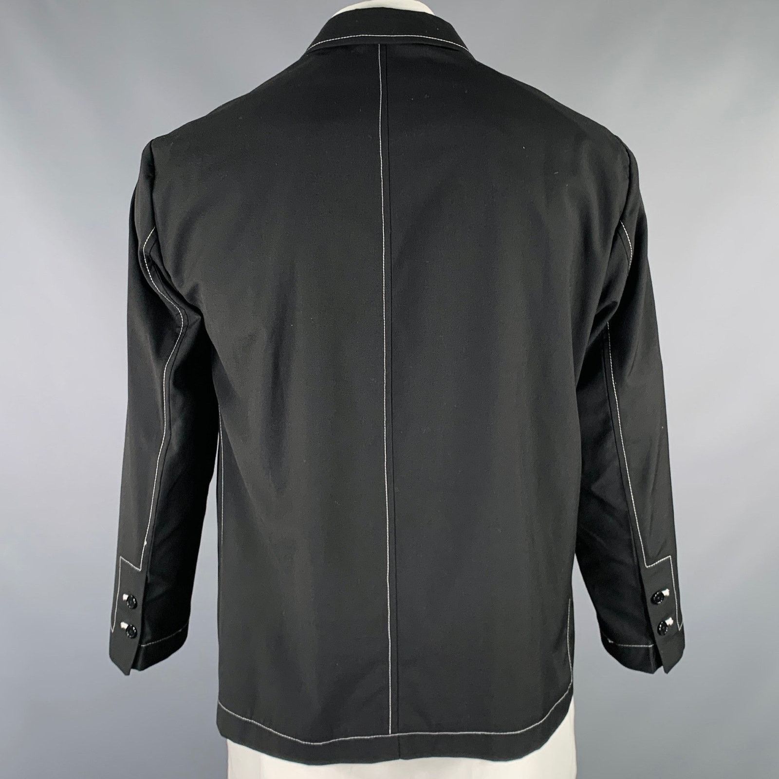 Other 8 BY YOOX Size 44 Black White Contrast Stitch Jacket Size US L / EU 52-54 / 3 - 4 Thumbnail