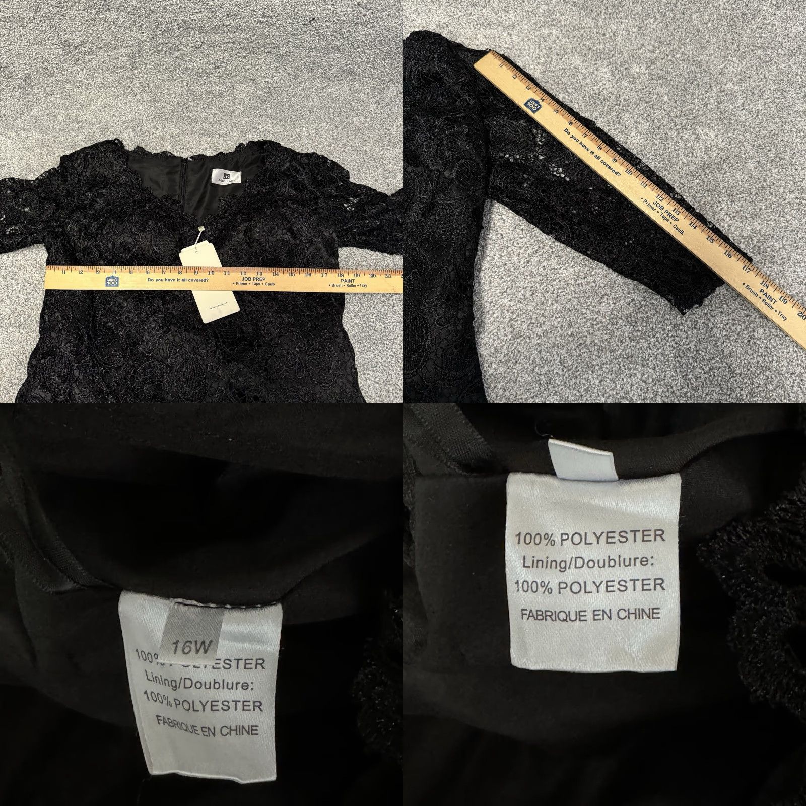 Vintage VINTAGE Adas Bridal Dress Womens Plus 16W Lined Padded Bra Lace Romantic Victorian Goth Midi Black 3/4 Sleeve Zip Formal Party Wedding Mens? Size XXL / US 16-18 / IT 52-54 - 10 Thumbnail