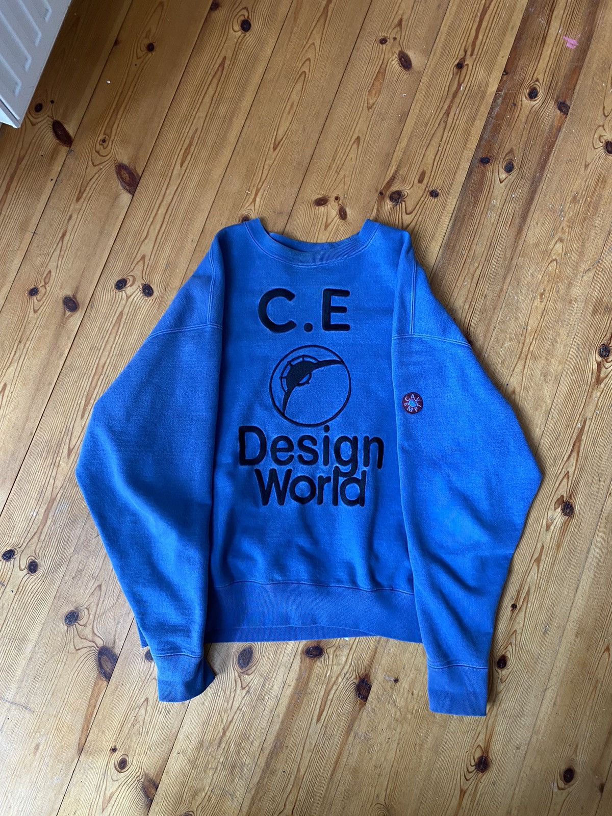 image of Cav Empt Design World Crewneck in Blue, Men's (Size Large)