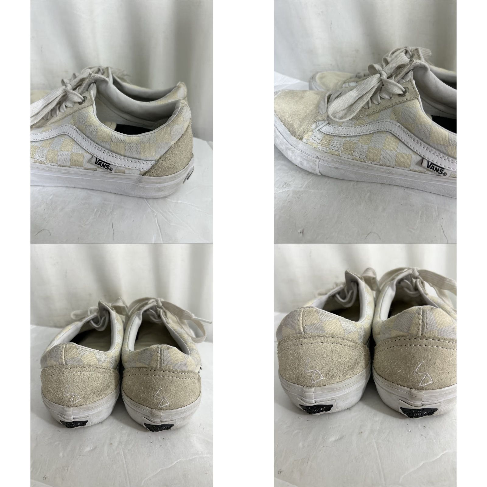Vans Vans Mens 7.5 Ultracush Pro Cream Low Lace Up Checkered Duracap Sneakers Shoes Old Skool Sneakers Ivory Men Adult Shoes Mens Size US 8 / EU 41 - 8 Thumbnail