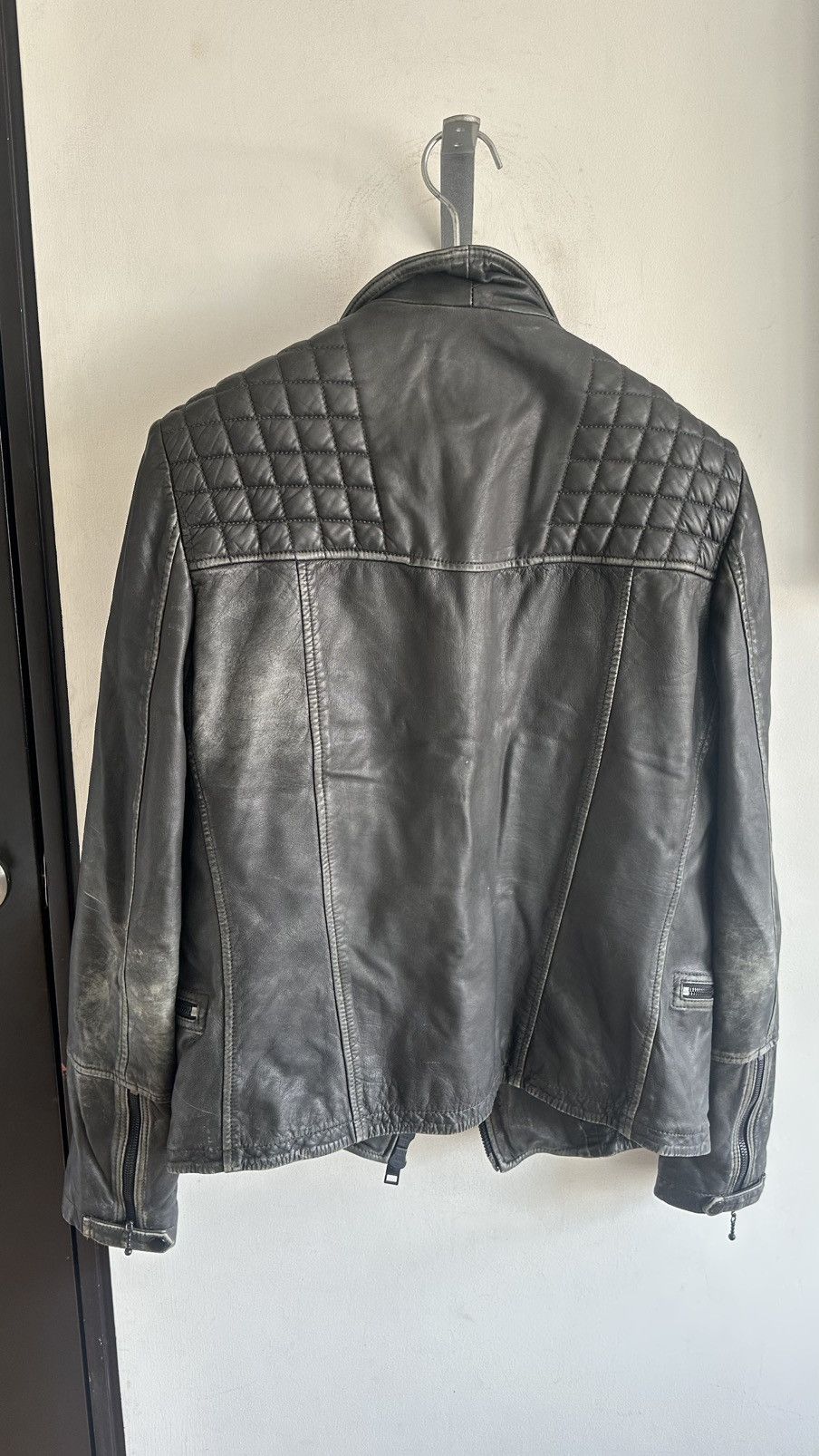 Allsaints All Saints Gray quilted Cargo biker moto leather Jacket XS Size US XS / EU 42 / 0 - 17 Thumbnail