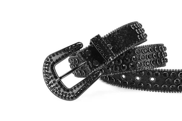 Leather Hirota x Kubo Black rhinestone shiny rivet belt Y2K Size ONE SIZE - 5 Thumbnail