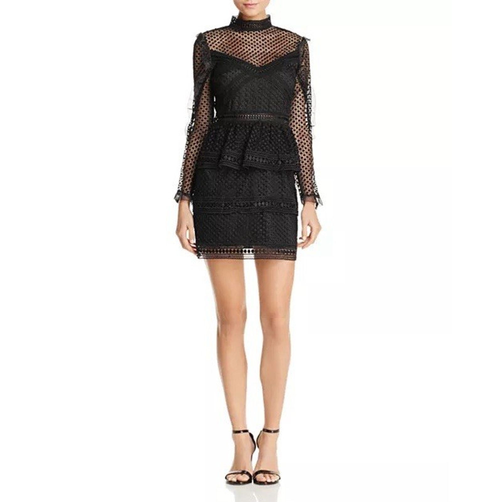 & Other Stories AQUA BLACK LACE MINI DRESS MOCK NECK LONG SLEEVE SIZE M |  Grailed