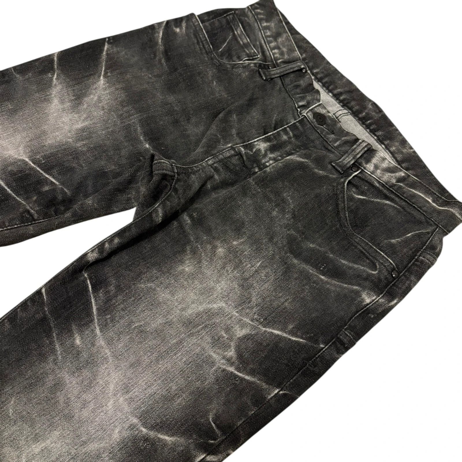 Tornado Mart black claw mark fade denim grey jeans