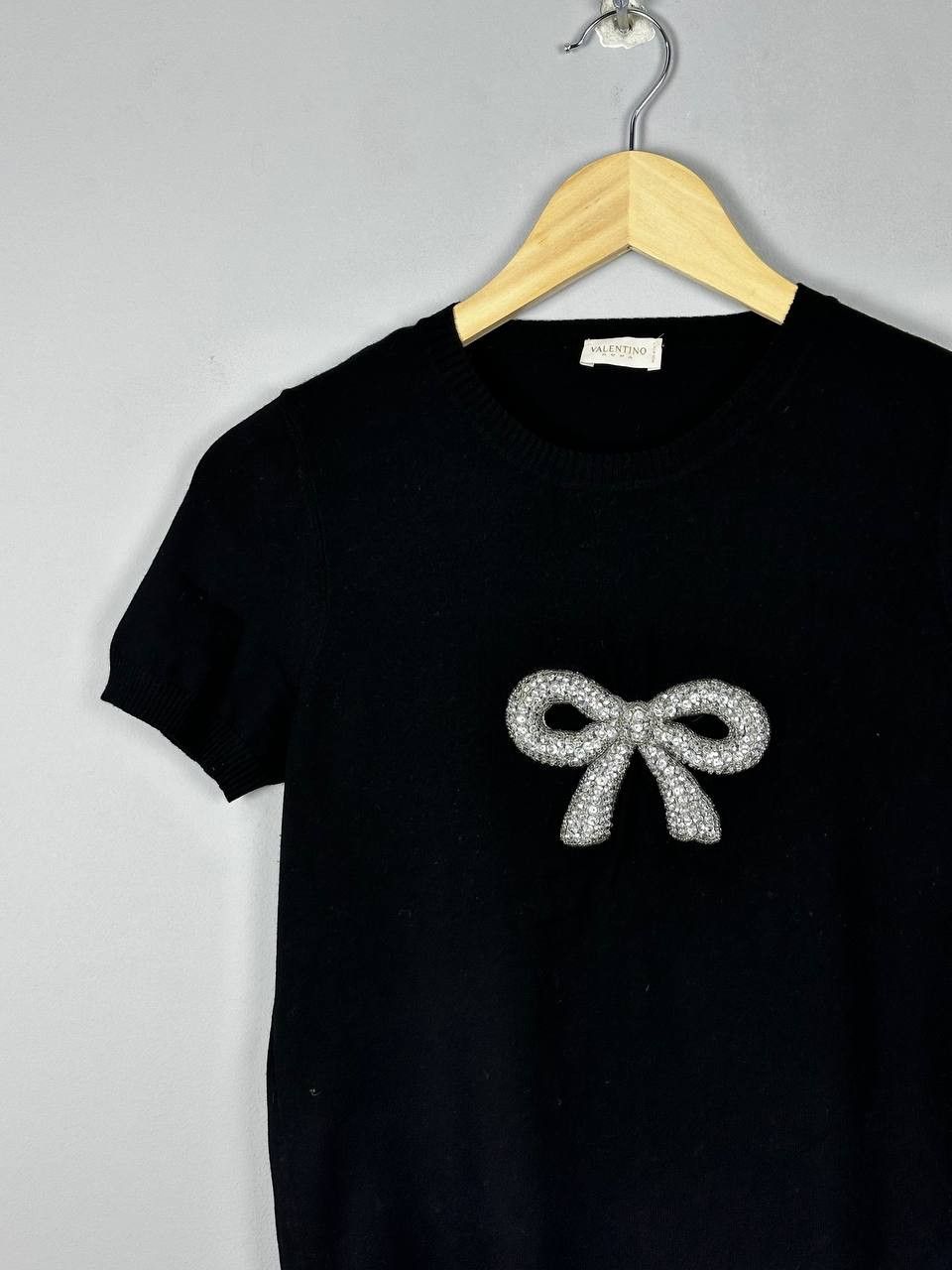 Valentino Valentino Roma Black Knitted Luxury T Shirt Size XS / US 0-2 / IT 36-38 - 3 Thumbnail