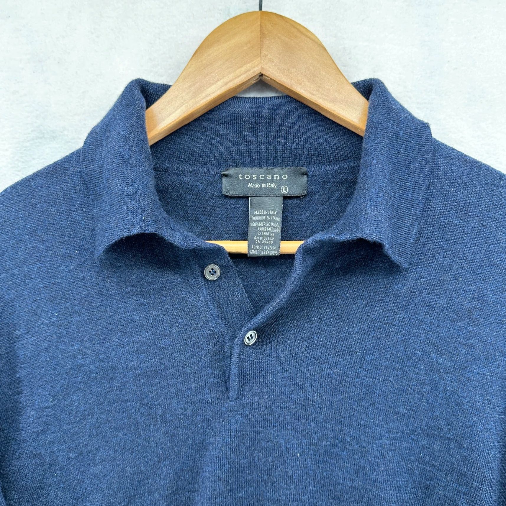 Vintage Toscano Pullover Sweater Blue Men's L Merino Wool Long Sleeve Collared Size US L / EU 52-54 / 3 - 3 Thumbnail