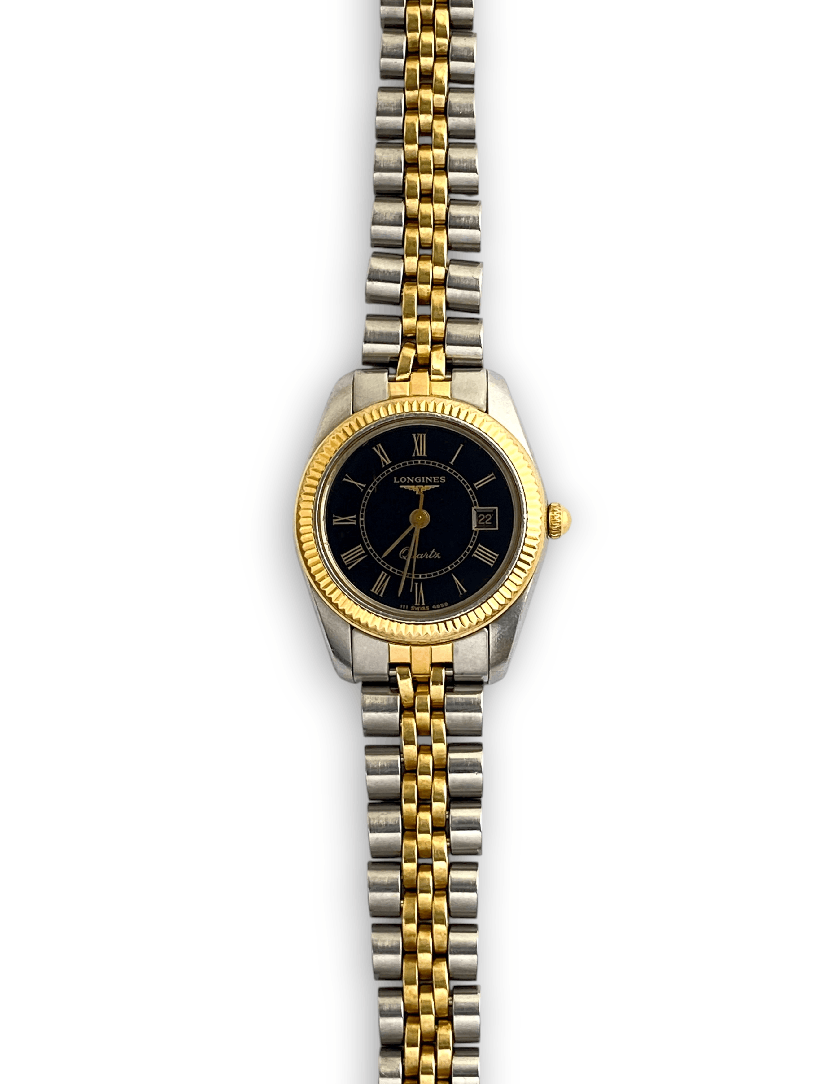 Longines Longines 4858 Black Dial Quartz Ladies Bezel Two Tone Watch Size ONE SIZE - 7 Thumbnail