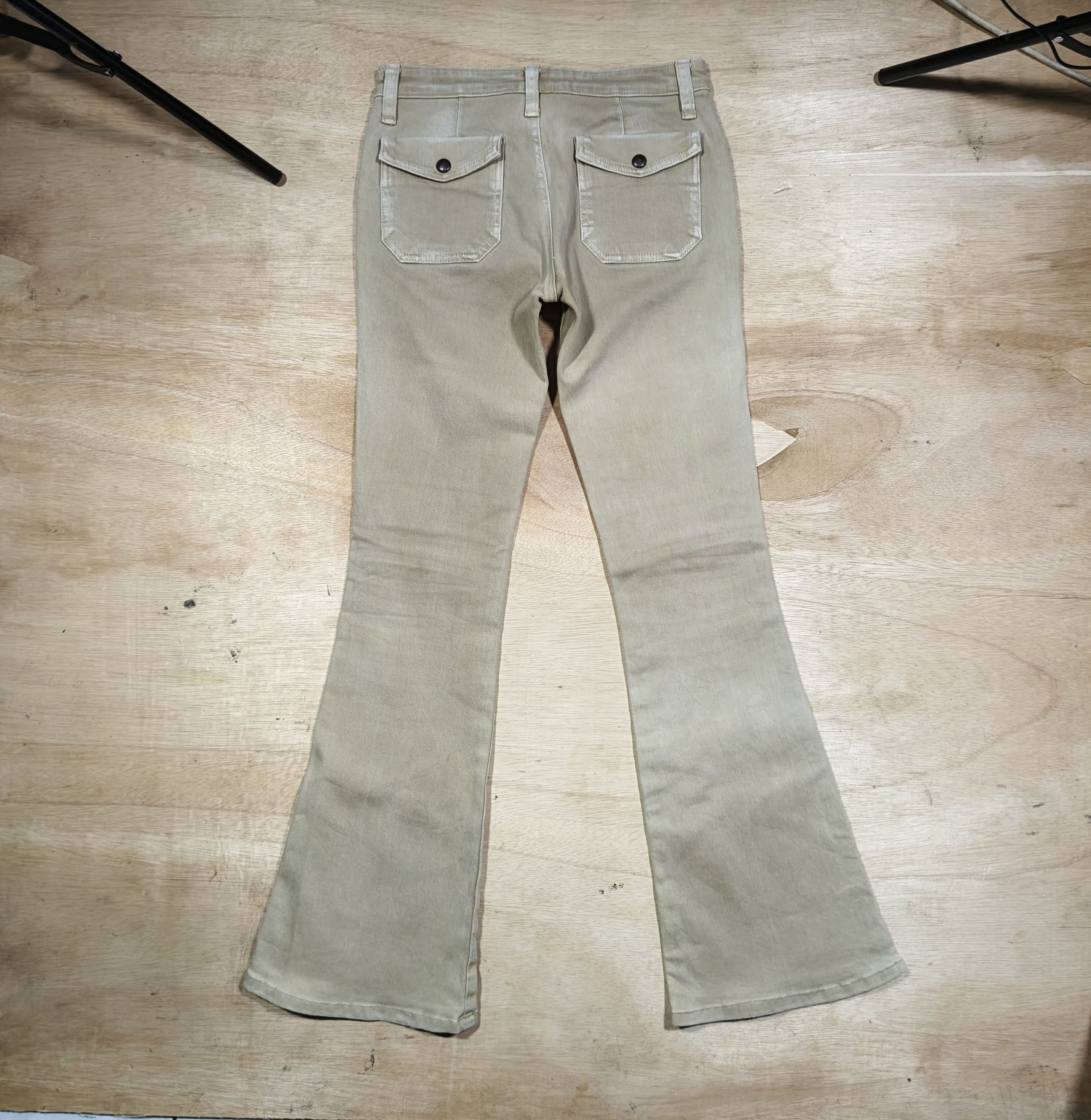Japanese Brand NUVE Khaki Washed Flare Leg Multi Pocket Size 28" / US 6 / IT 42 - 4 Thumbnail
