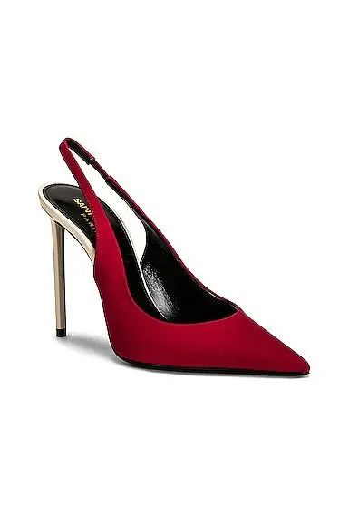Saint Laurent Paris o1b1hav111224 Zoe Slingback Pumps in Crepe De Chine in Red Size US 5.5 / IT 35.5 - 2 Thumbnail
