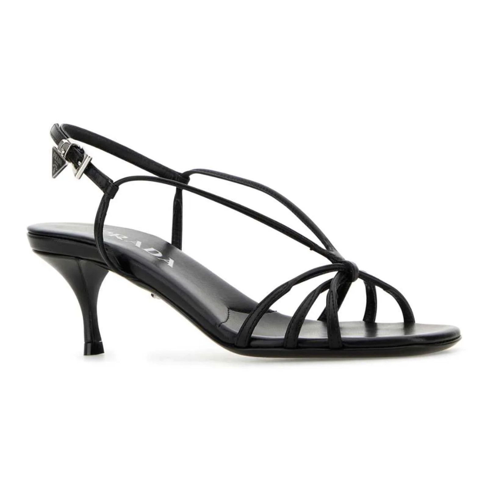 Prada Prada Capretto Strappy Black Leather Slingback Sandal 36.5 Size US 6.5 / IT 36.5 - 3 Thumbnail