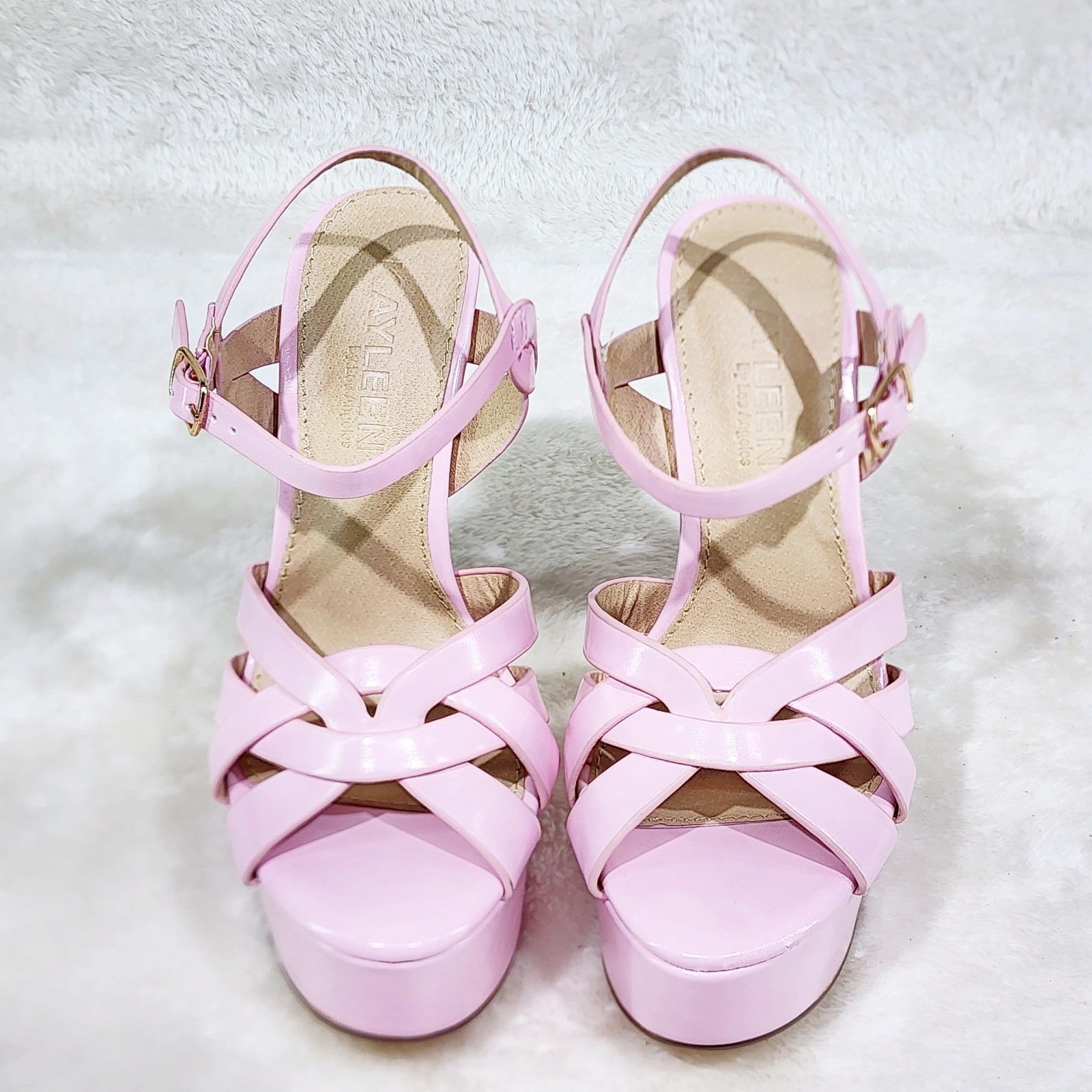 Other Rihbah Baby Pink Patent Platform 6" Stiletto High Heels Ankl Size US 7.5 / IT 37.5 - 3 Thumbnail