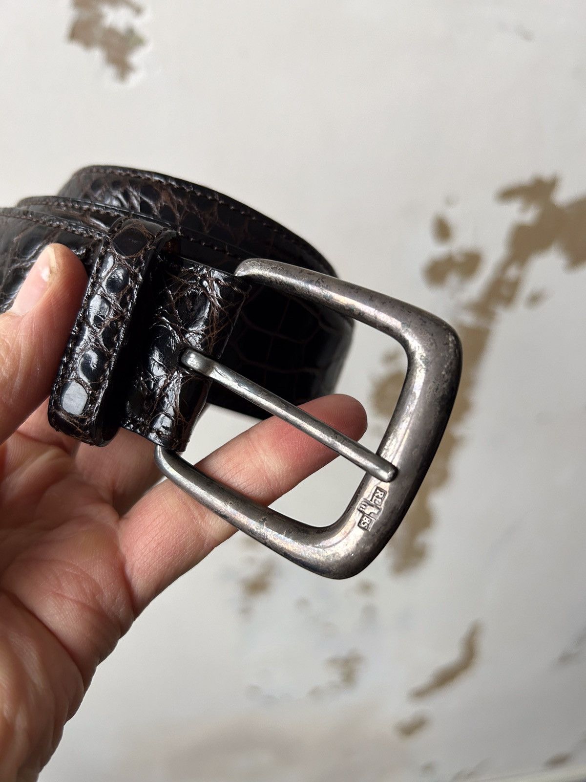 Ralph Lauren RALPH LAUREN ALLIGATOR LEATHER BELT SILVER 925 Size ONE SIZE - 2 Thumbnail