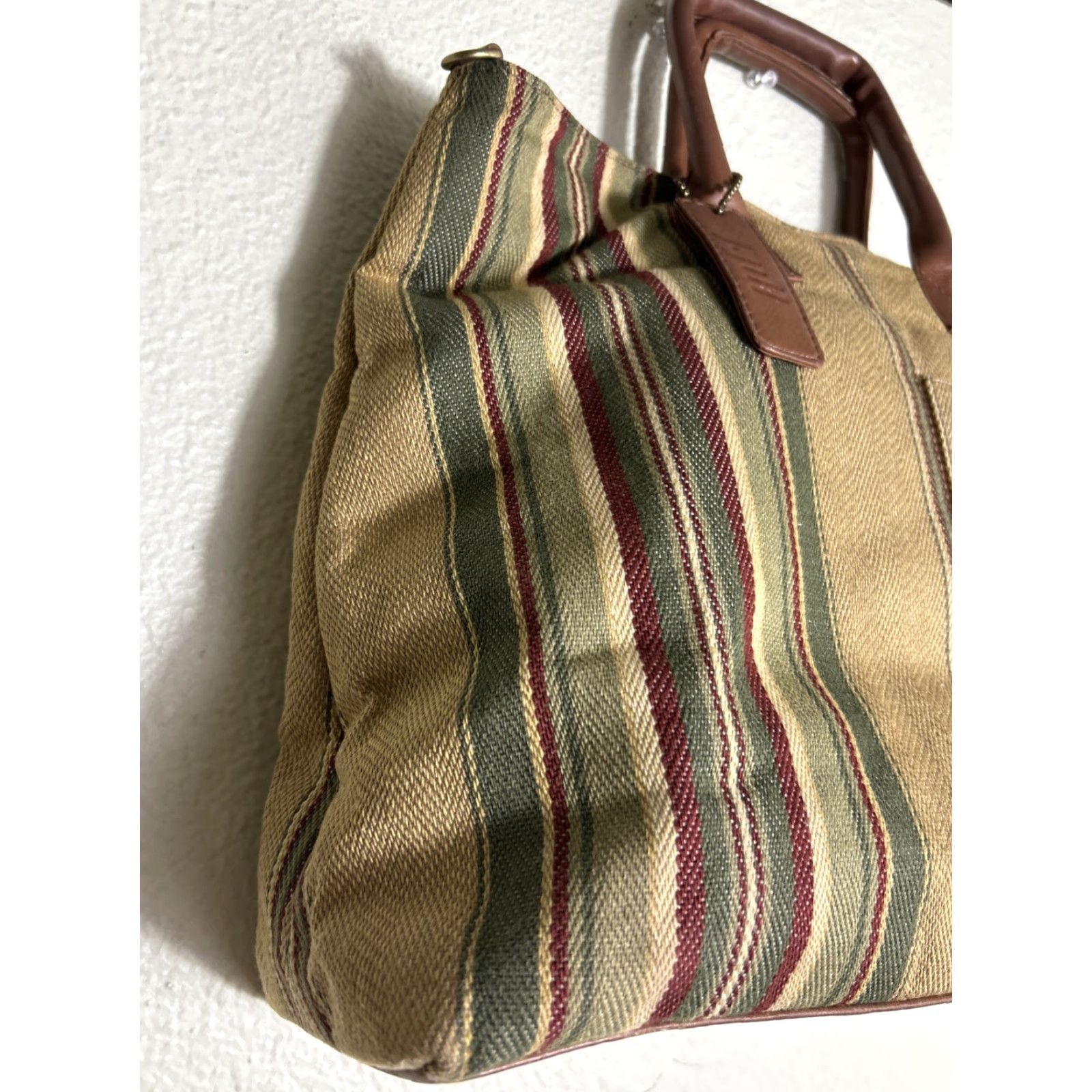 J. Jill J. Jill Tote Bag Multicolor Striped Canvas Leather 16x13x5 Womens Vacation Size ONE SIZE - 2 Thumbnail