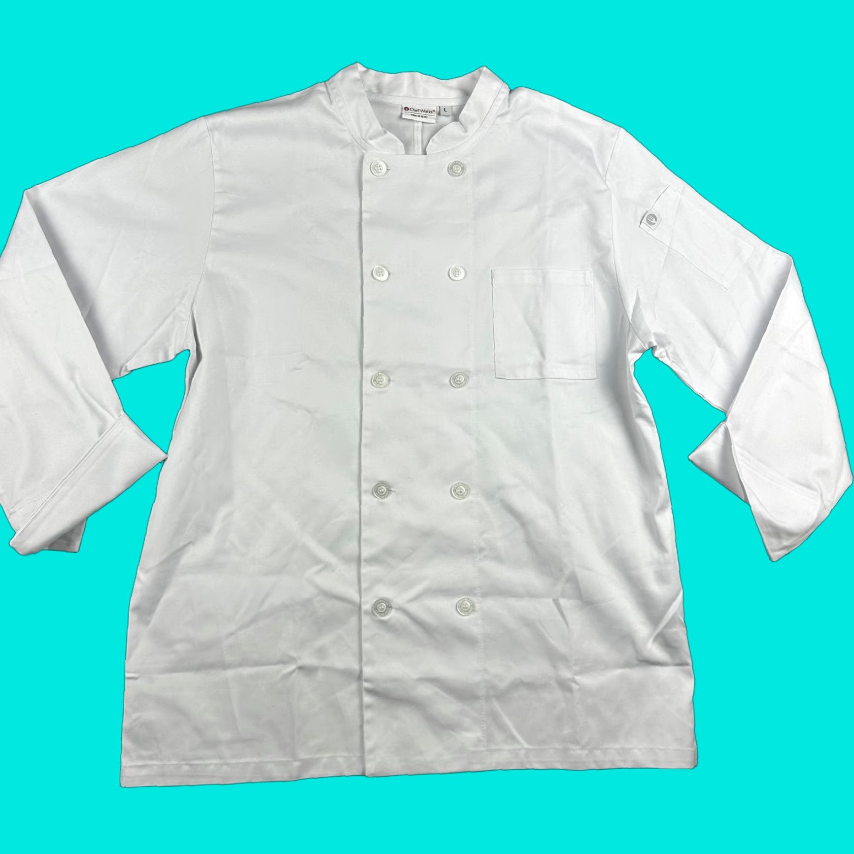 Doublet Chef Works Mens Large White Double Breasted Chef Coat Jacket NWT L Size US L / EU 52-54 / 3 - 1 Thumbnail