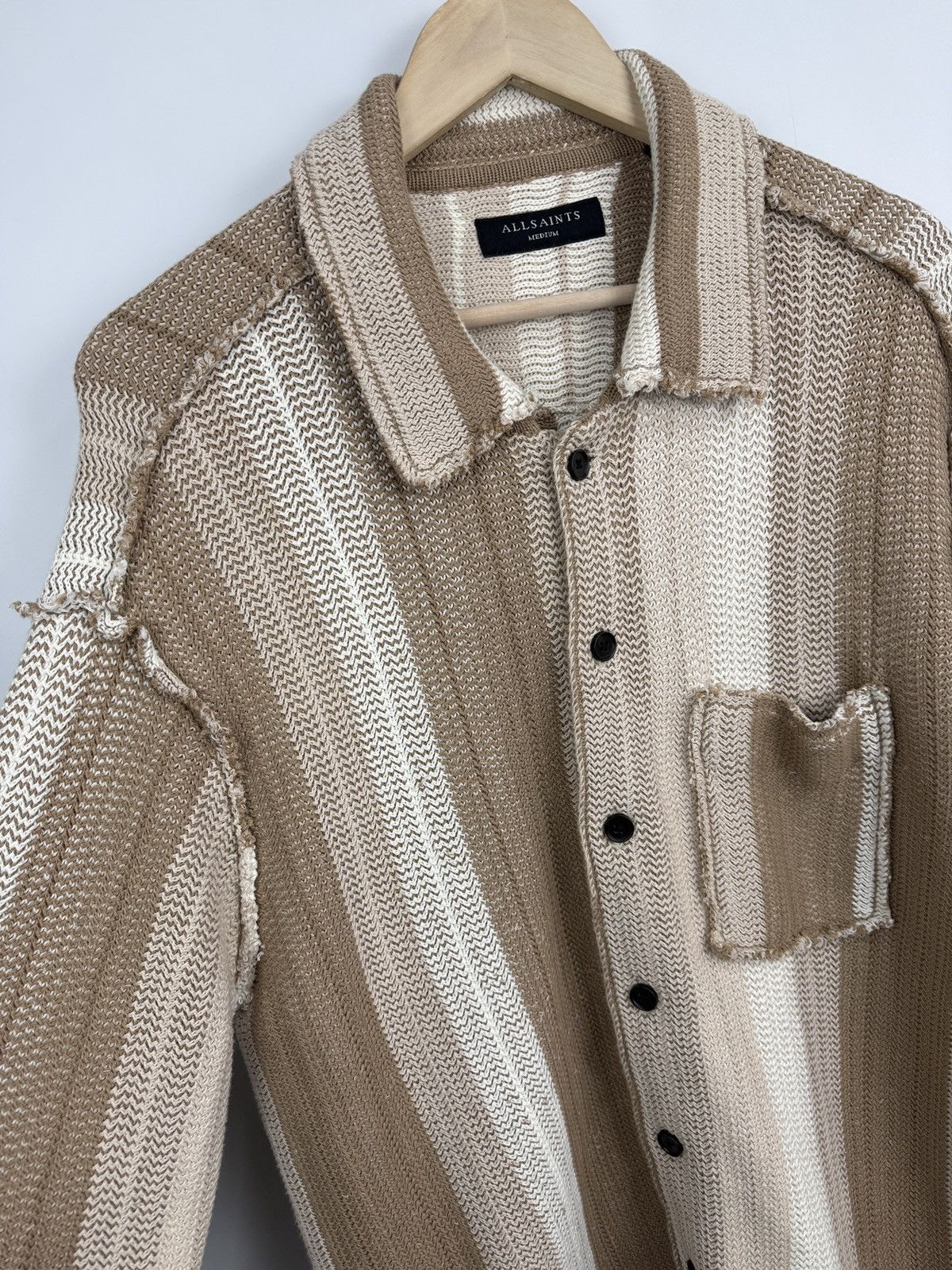 Allsaints 🇬🇧 Allsaints Knit Shirt Stripe Sweater Button Up Rare Retro Size US M / EU 48-50 / 2 - 11 Thumbnail
