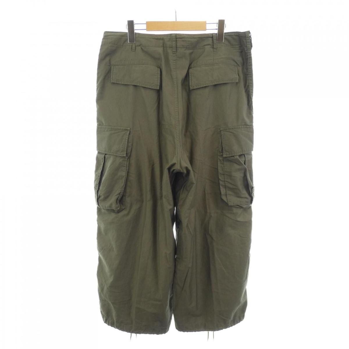 Needles Cropped Pants Cargo Plain Cotton String Green Size US 35 - 2 Thumbnail