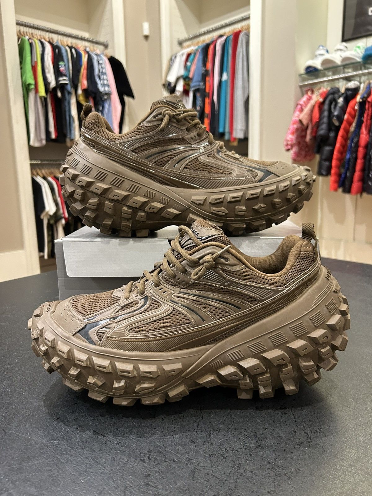 Balenciaga Balenciaga Defender Sneakers - Brown Size US 13 / EU 46 - 1 Thumbnail
