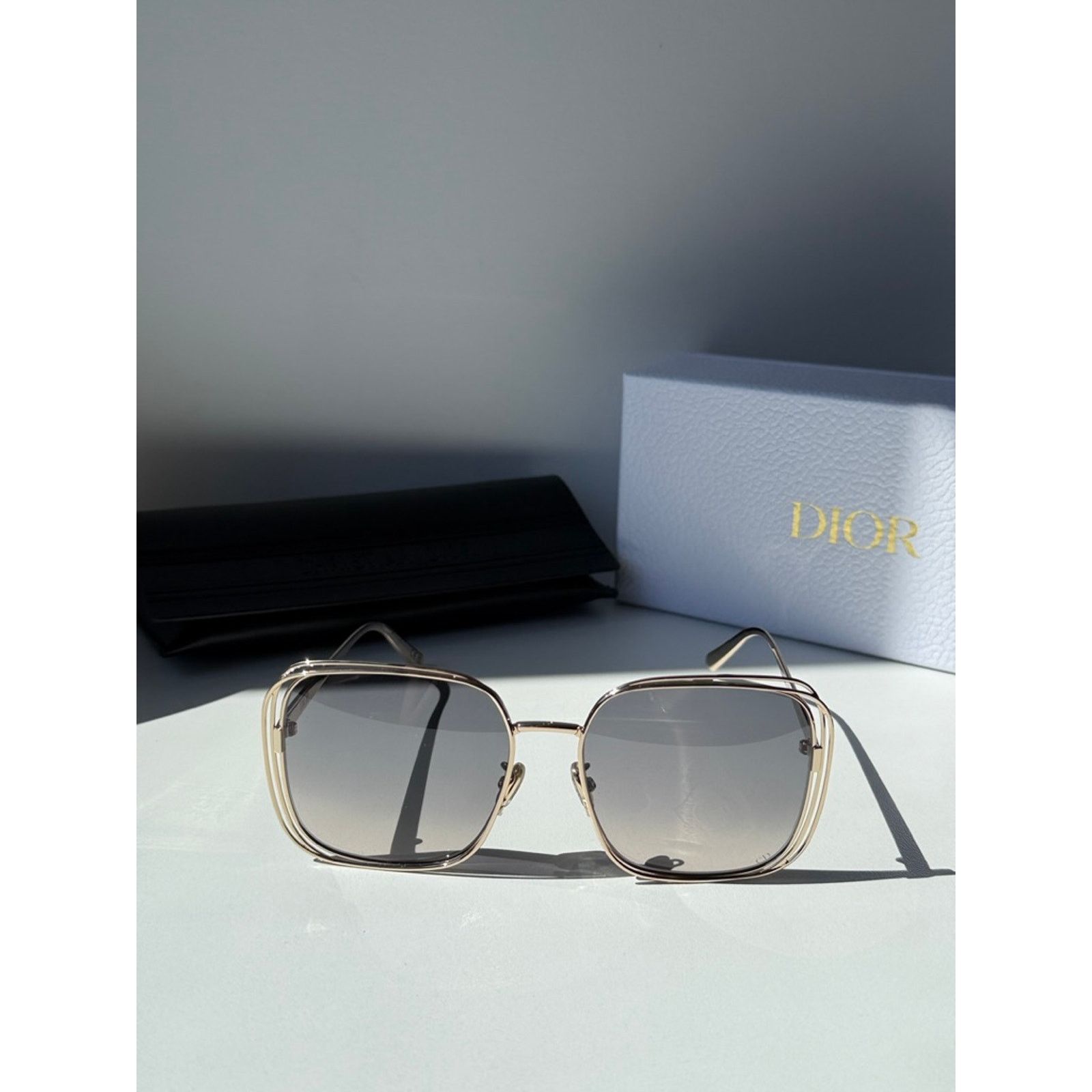 Dior NEW Dior FilDior S1U Square Sunglasses in Gold Grey Size ONE SIZE - 4 Thumbnail