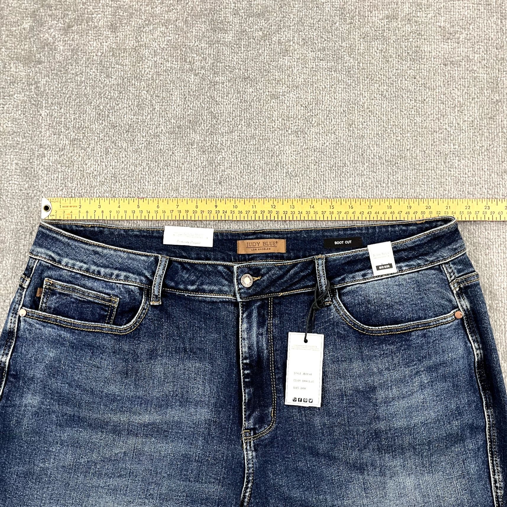 Denime Judy Blue Jeans Womens Size 24 W Boot Cut Dark Blue Mid Rise Denim Ranch NEW Jeans Shirt? Size 42" / US 20 - 5 Thumbnail