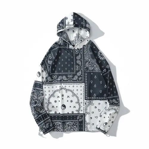 image of Vintage Paisley Bandana Hoodie in White, Men's (Size Medium)