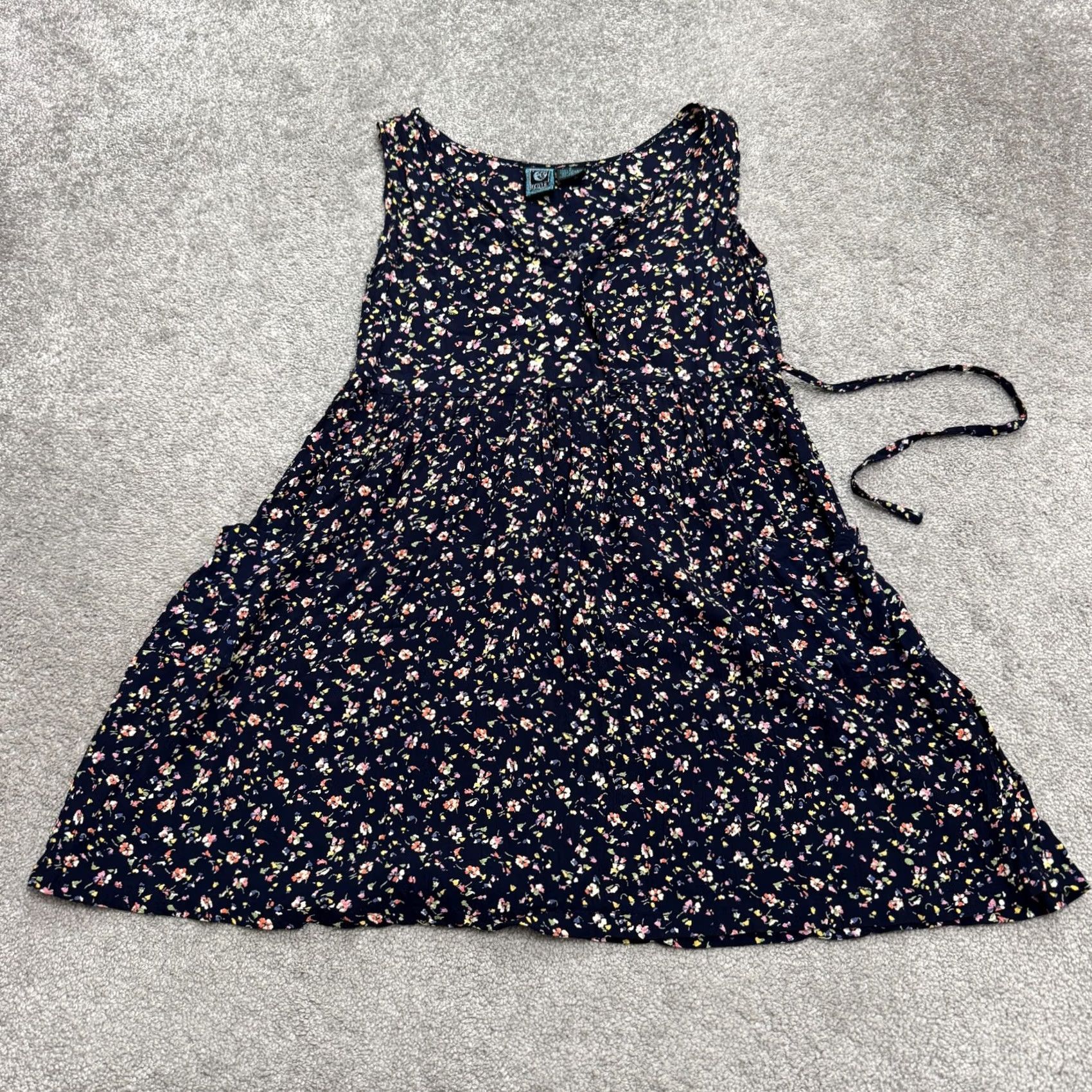 Vintage Ecote Sleeveless A-Line Fit & Flare Floral Dress Womens S Navy Blue Casual Size S / US 4 / IT 40 - 2 Thumbnail