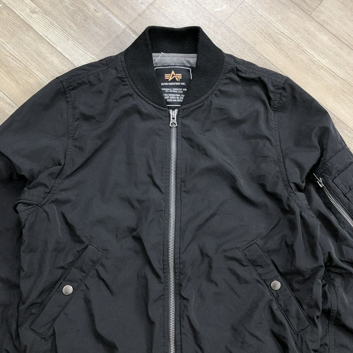 Alpha Industries Vintage Alpha Industries Military Black Bomber Jacket Size US S / EU 44-46 / 1 - 2 Thumbnail
